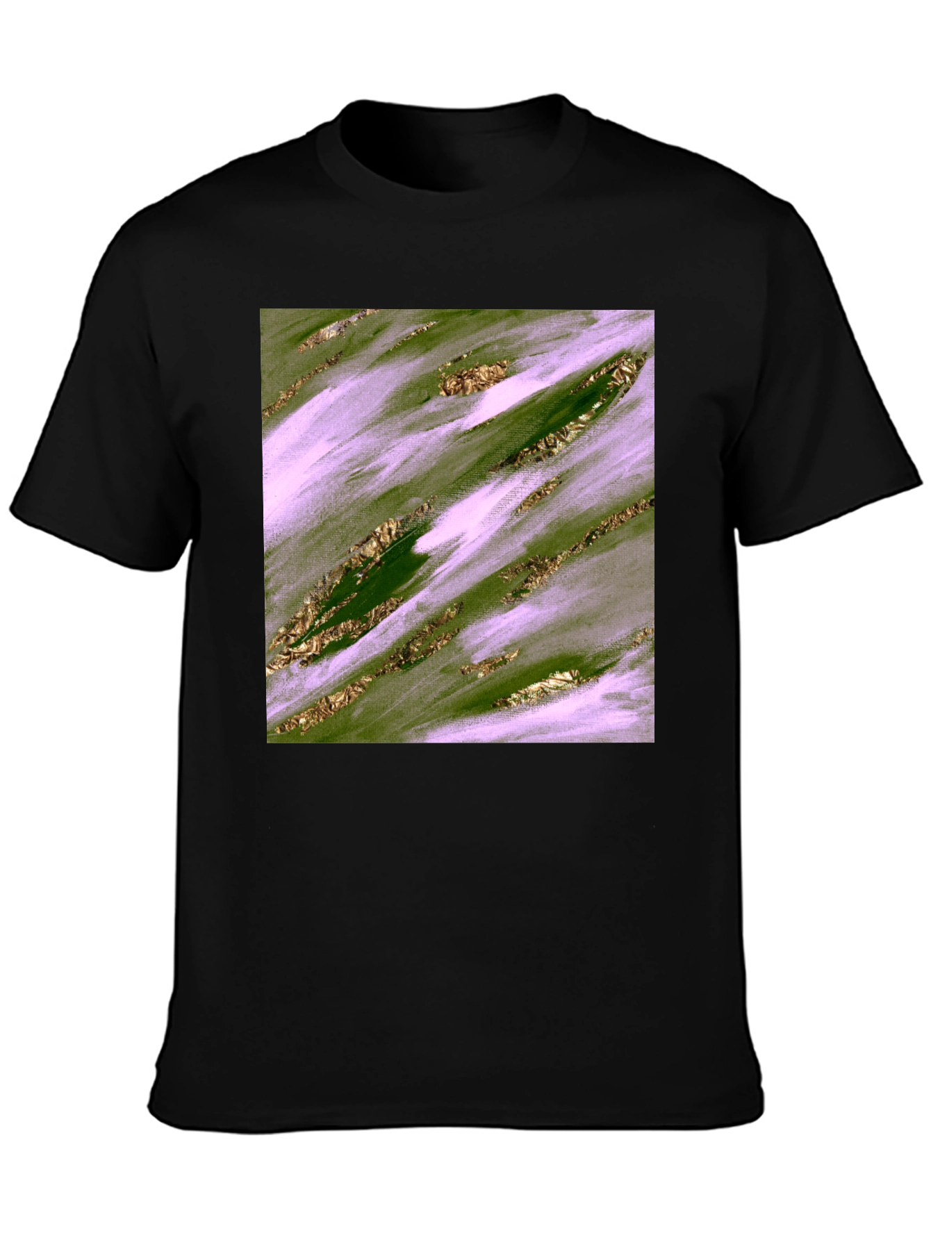 Abstract Green & Gold Brushstroke Mens Tee