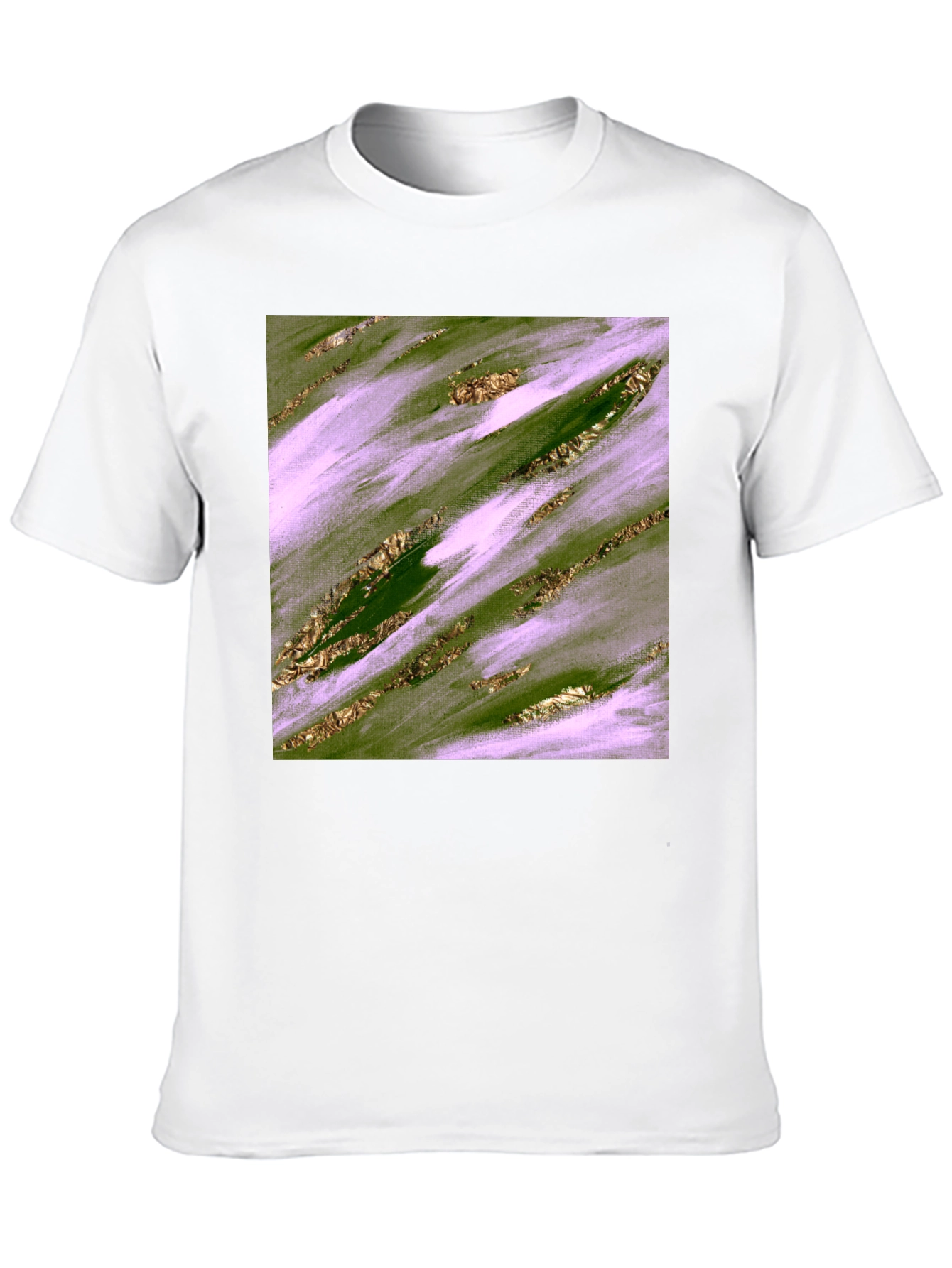 Abstract Green & Gold Brushstroke Mens Tee