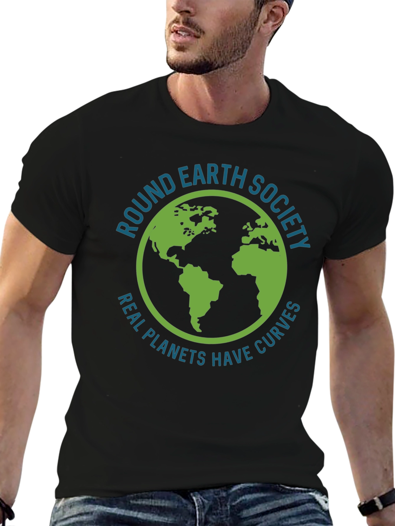 Round Earth Society T-Shirt - Real Planets Have Curves