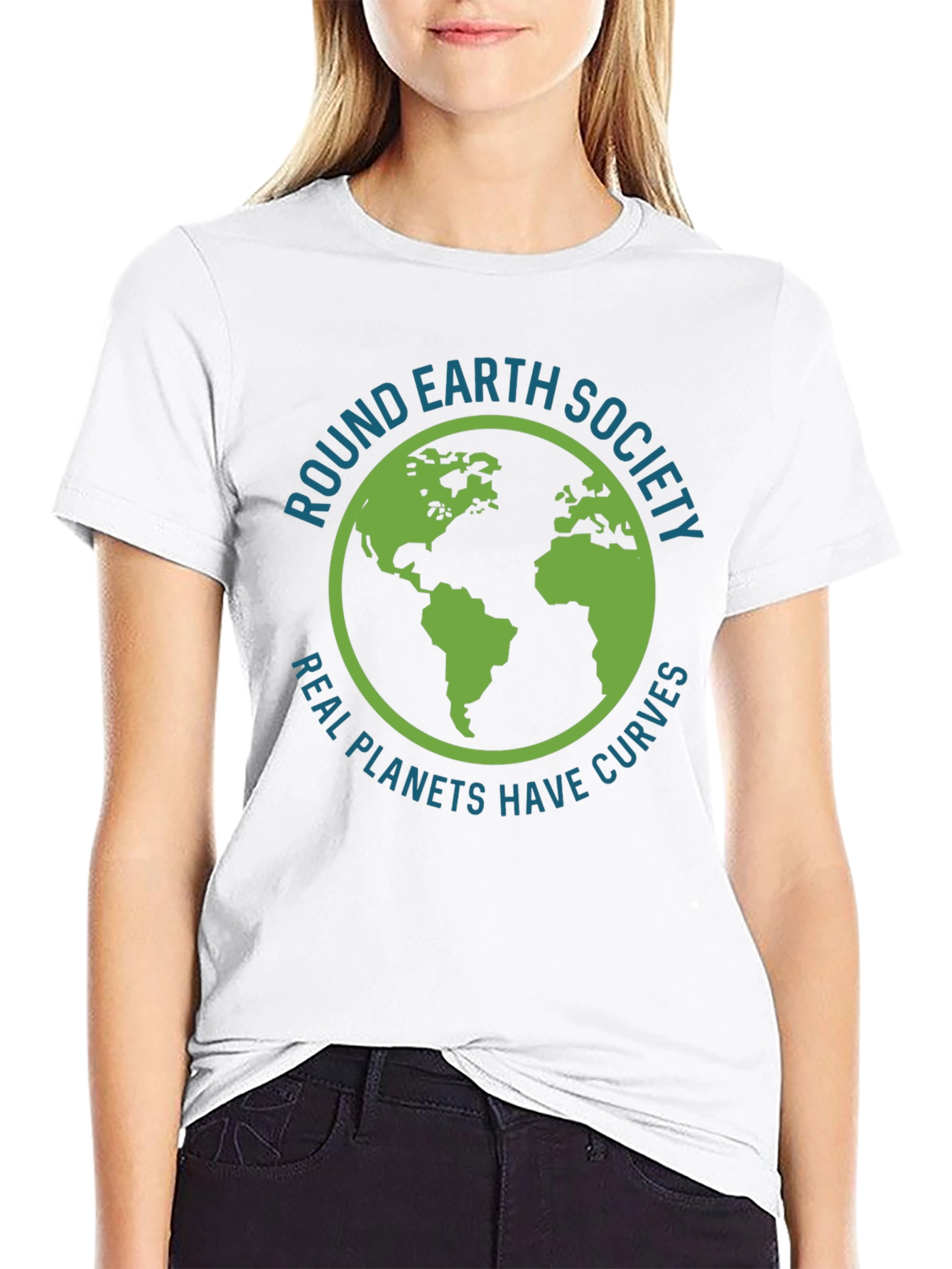 Round Earth Society T-Shirt - Real Planets Have Curves