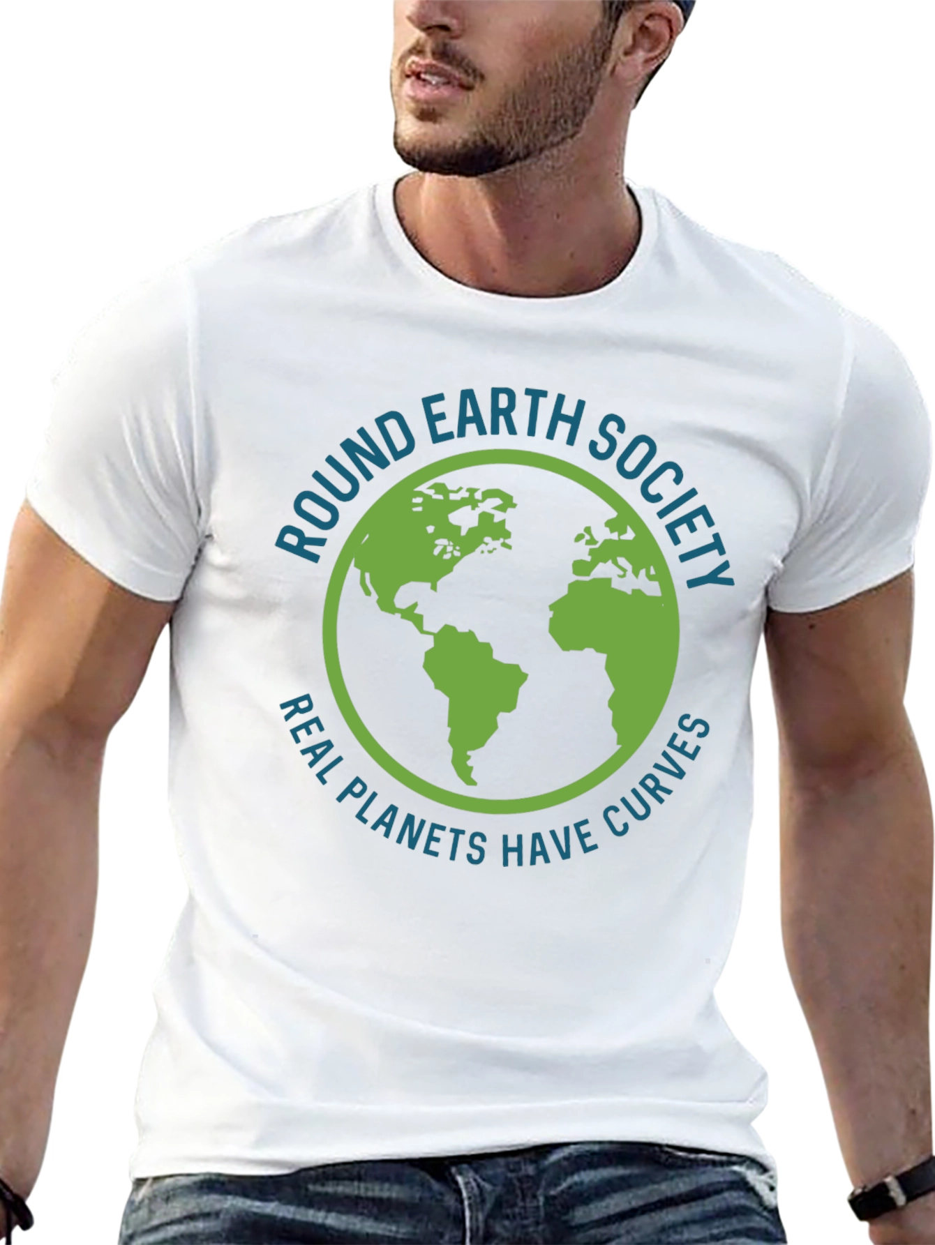 Round Earth Society T-Shirt - Real Planets Have Curves