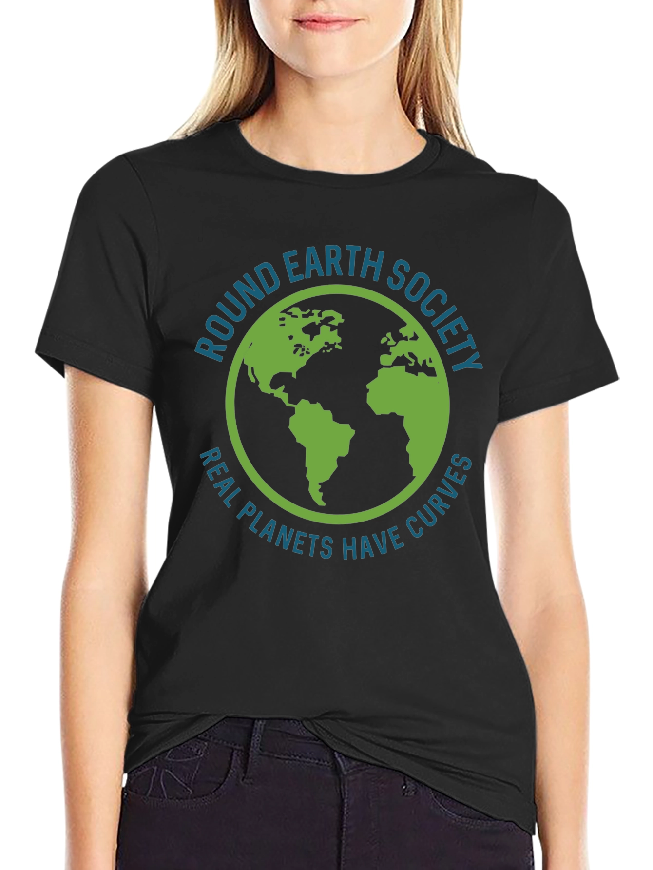 Round Earth Society T-Shirt - Real Planets Have Curves