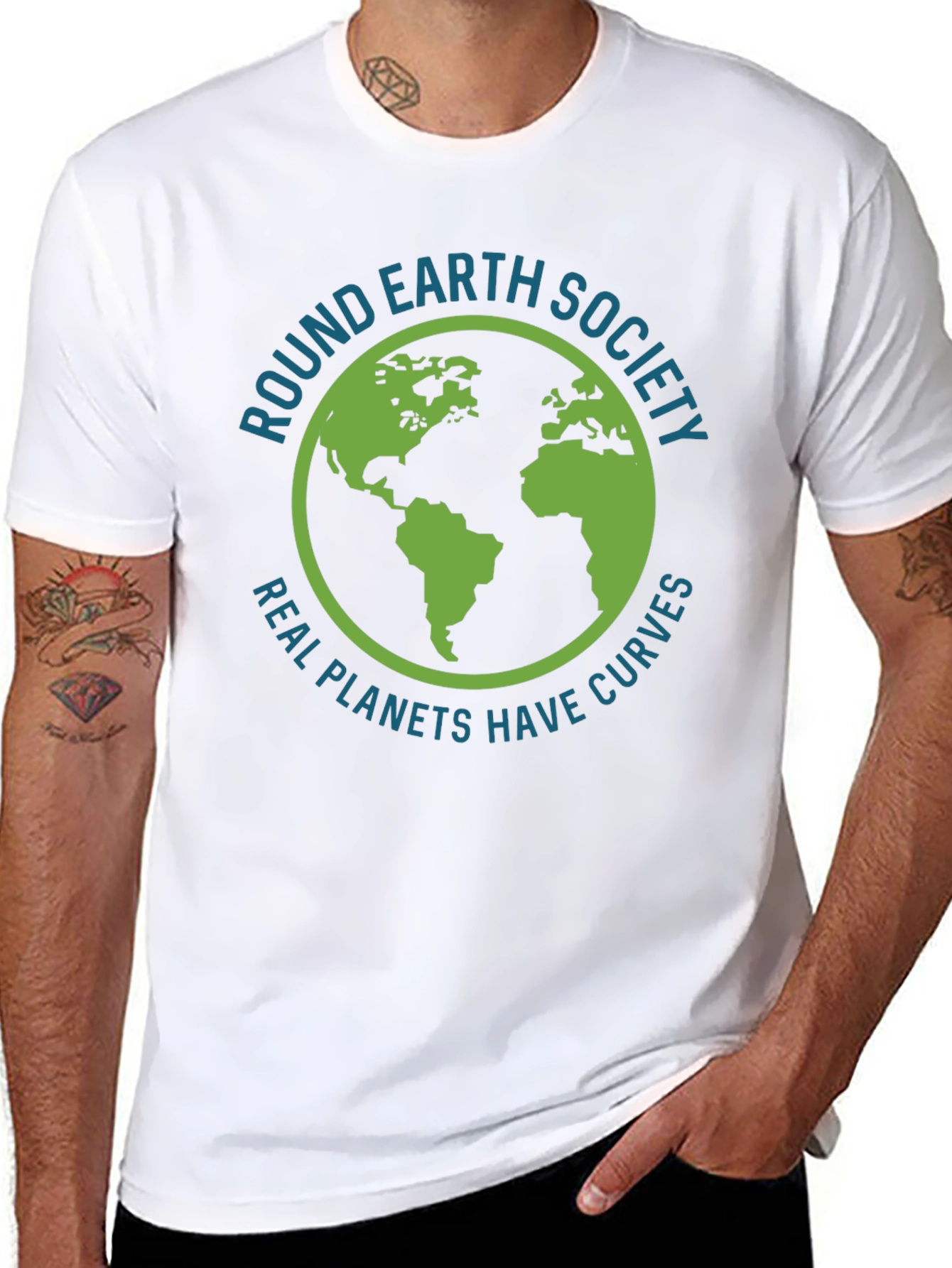 Round Earth Society T-Shirt - Real Planets Have Curves