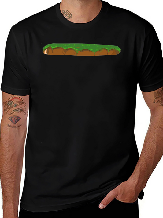 Cartoon Landscape Graphic Print Black T-Shirt