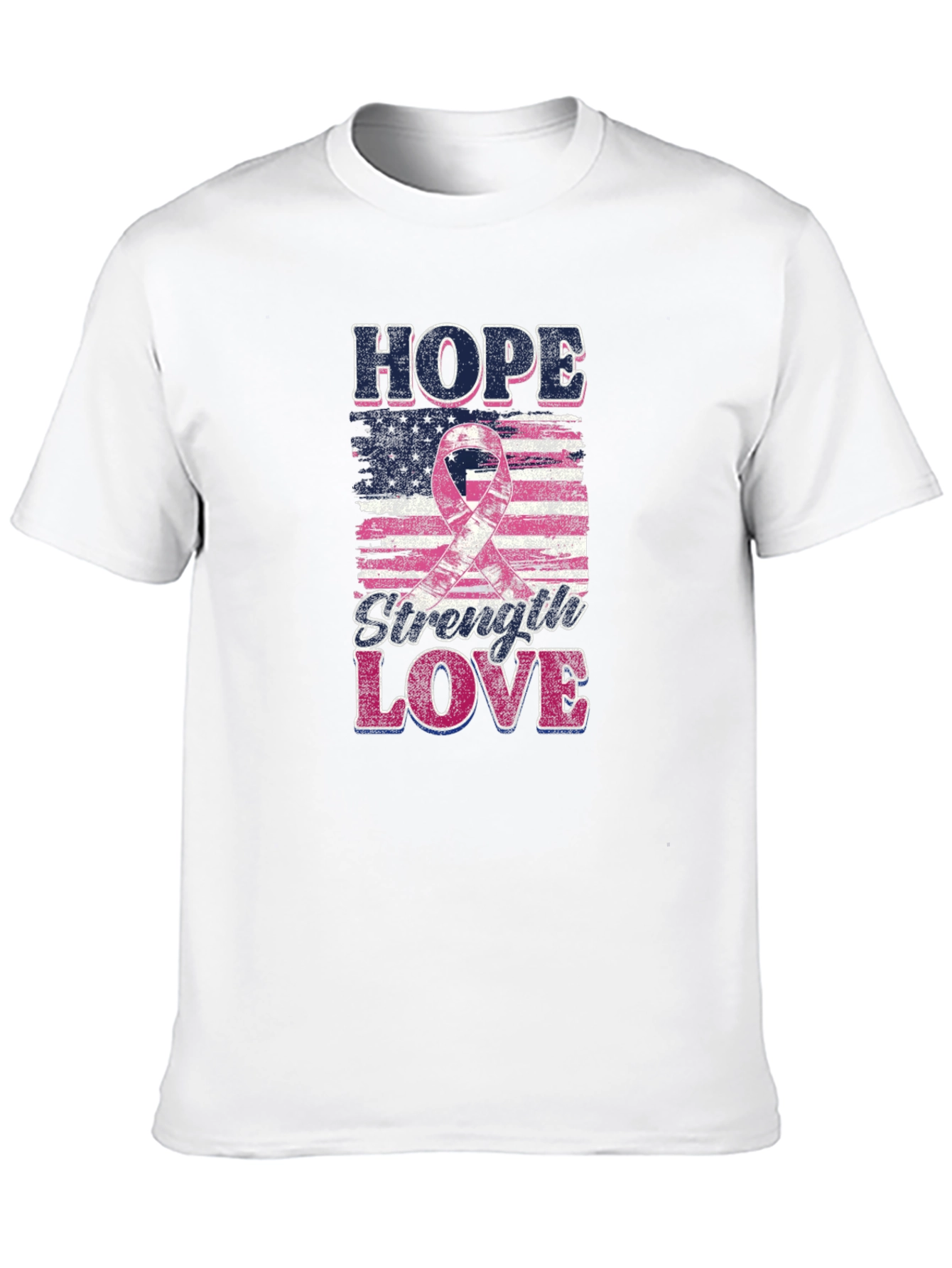 Hope Strength Love Breast Cancer Awareness T-Shirt