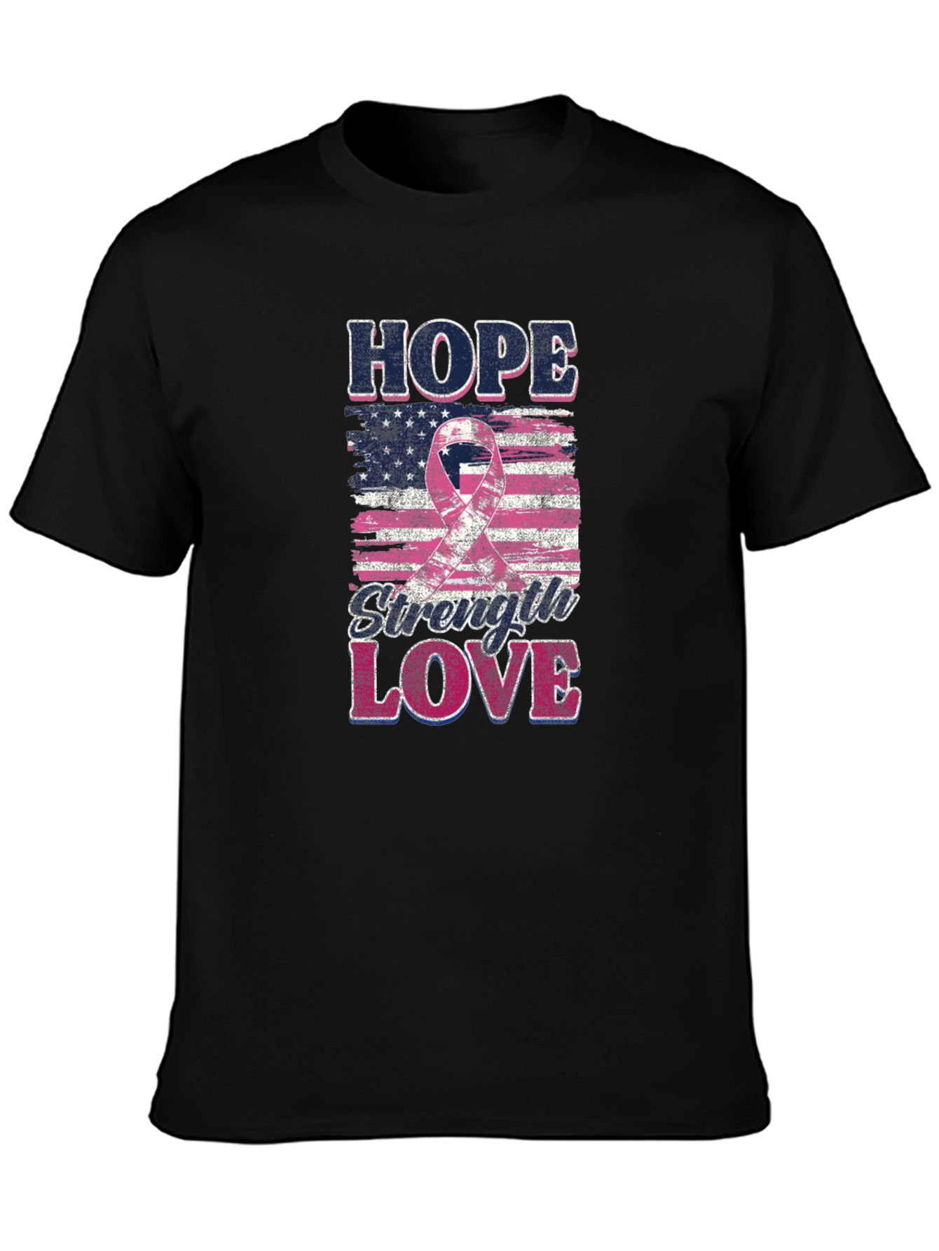 Hope Strength Love Breast Cancer Awareness T-Shirt