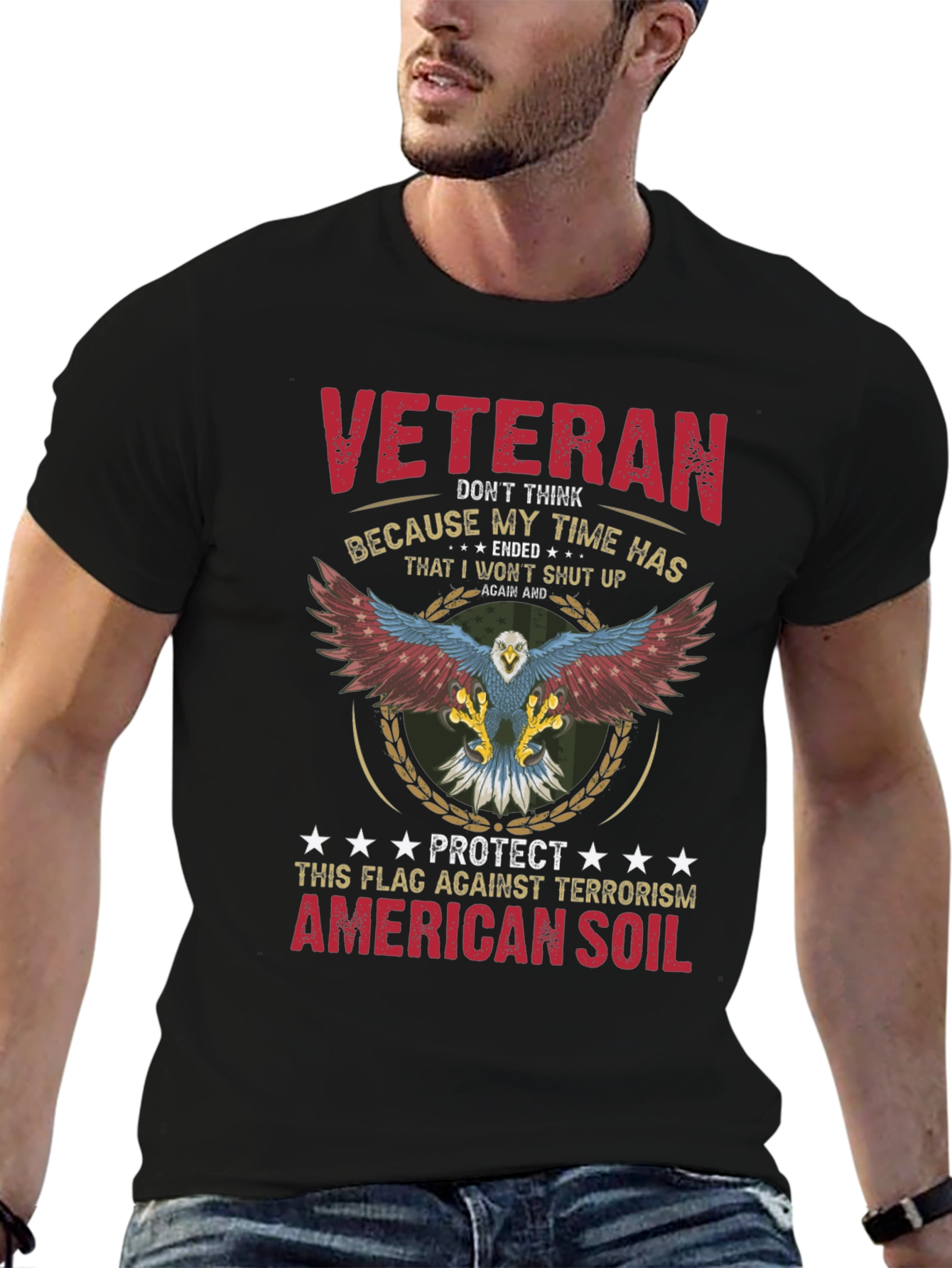 Veteran Patriotic Eagle Graphic T-Shirt