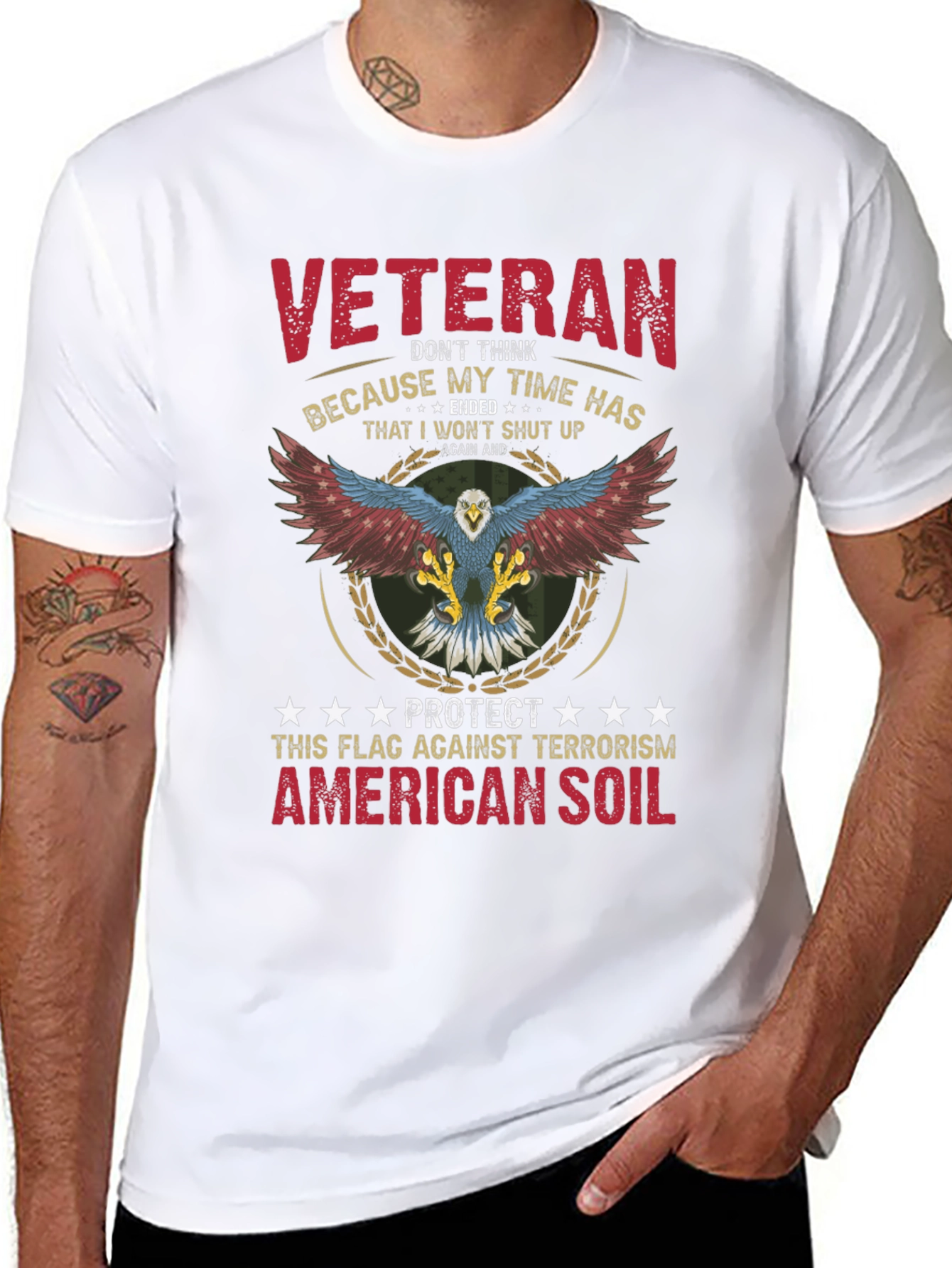 Veteran Patriotic Eagle Graphic T-Shirt