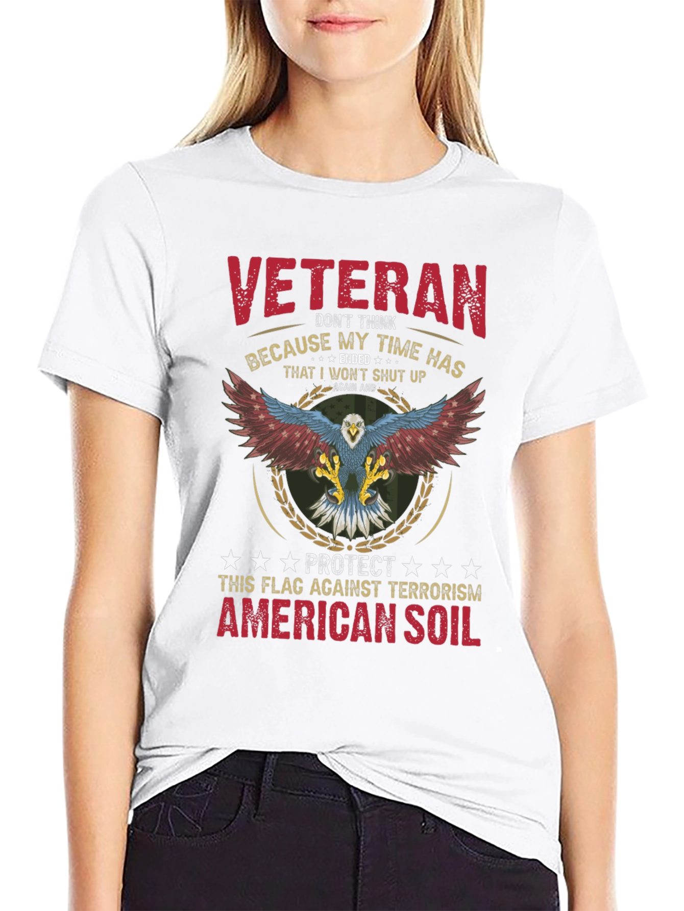 Veteran Patriotic Eagle Graphic T-Shirt