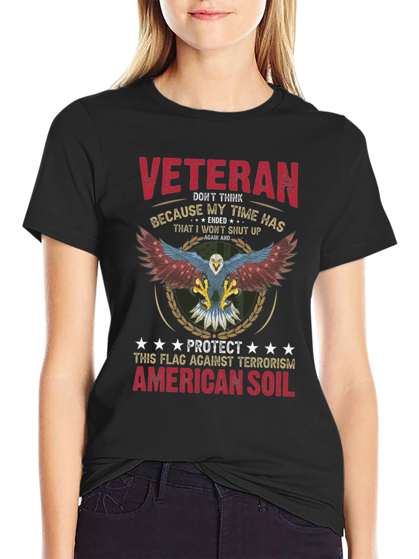 Veteran Patriotic Eagle Graphic T-Shirt