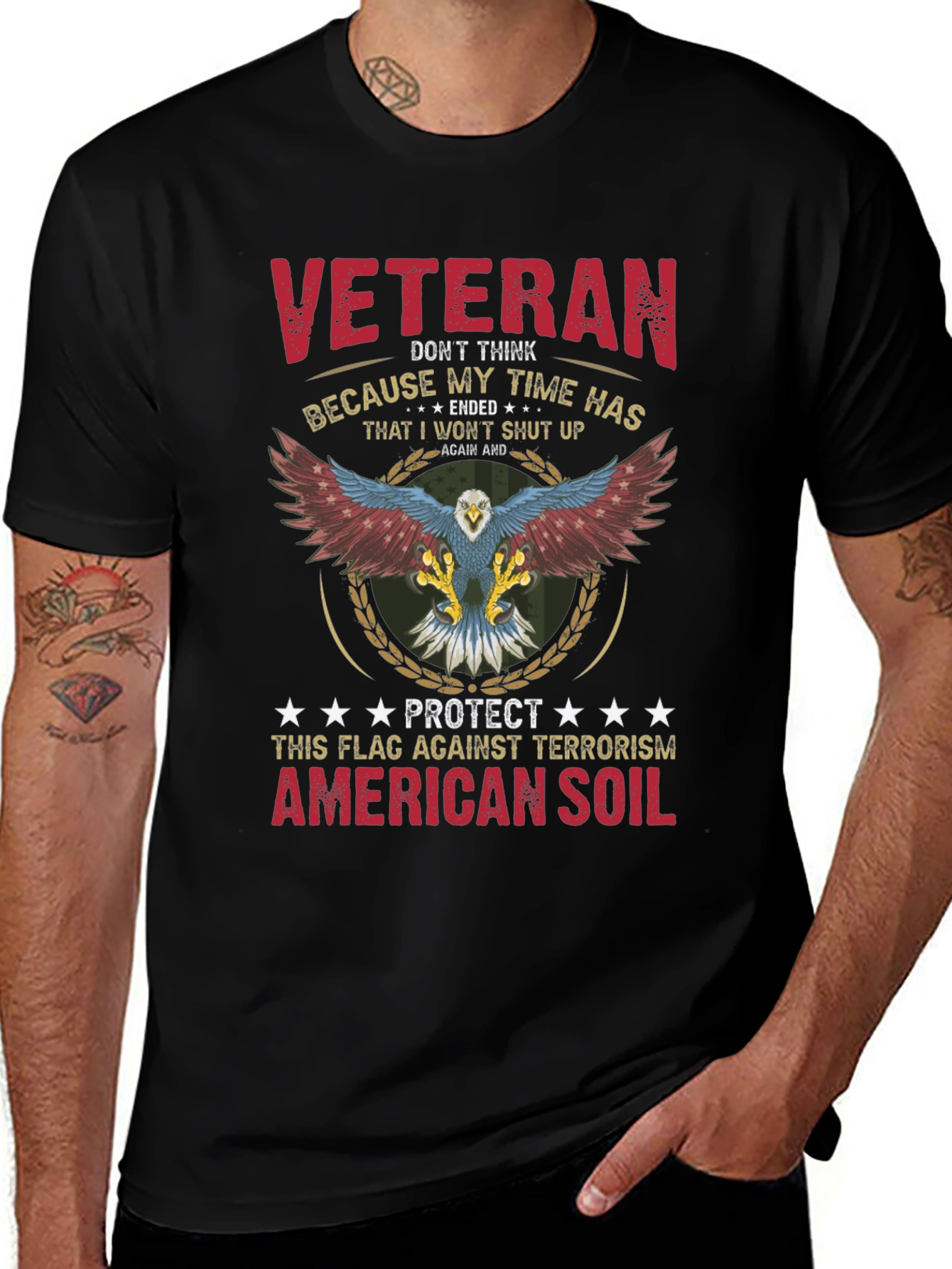 Veteran Patriotic Eagle Graphic T-Shirt