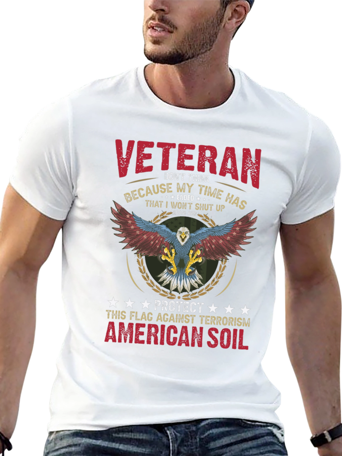 Veteran Patriotic Eagle Graphic T-Shirt