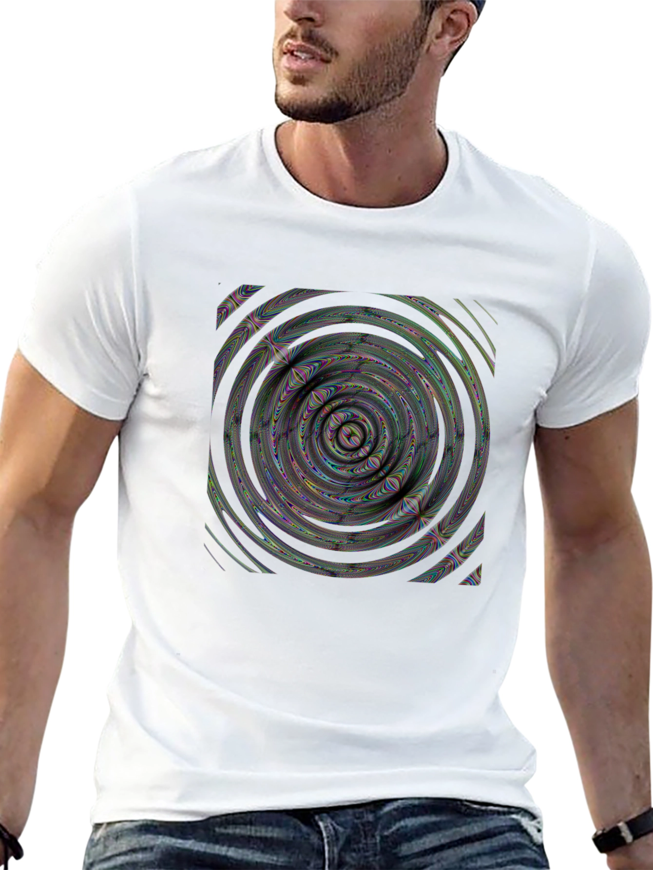 Abstract Swirl Graphic Black T-Shirt