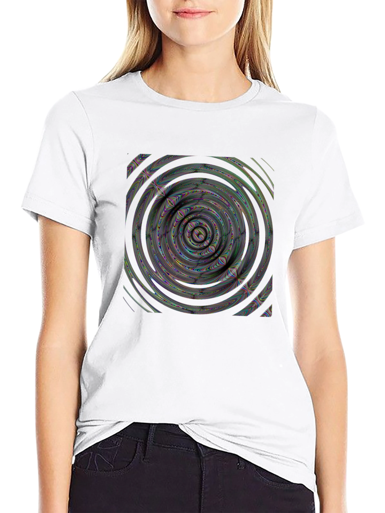 Abstract Swirl Graphic Black T-Shirt