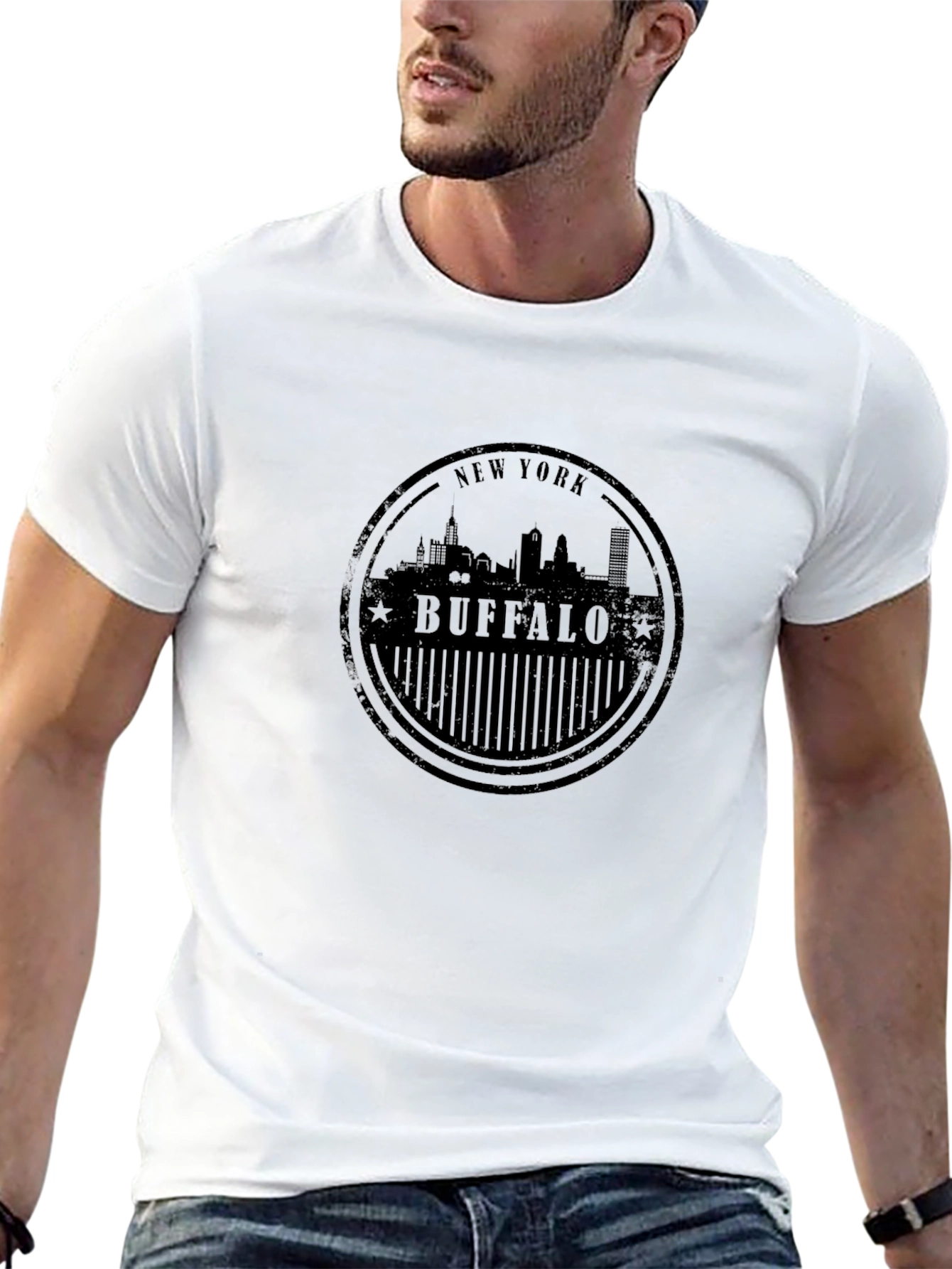 Buffalo New York Skyline Black T-Shirt