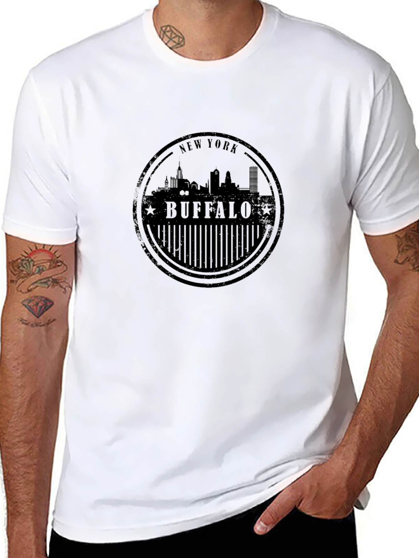Buffalo New York Skyline Black T-Shirt