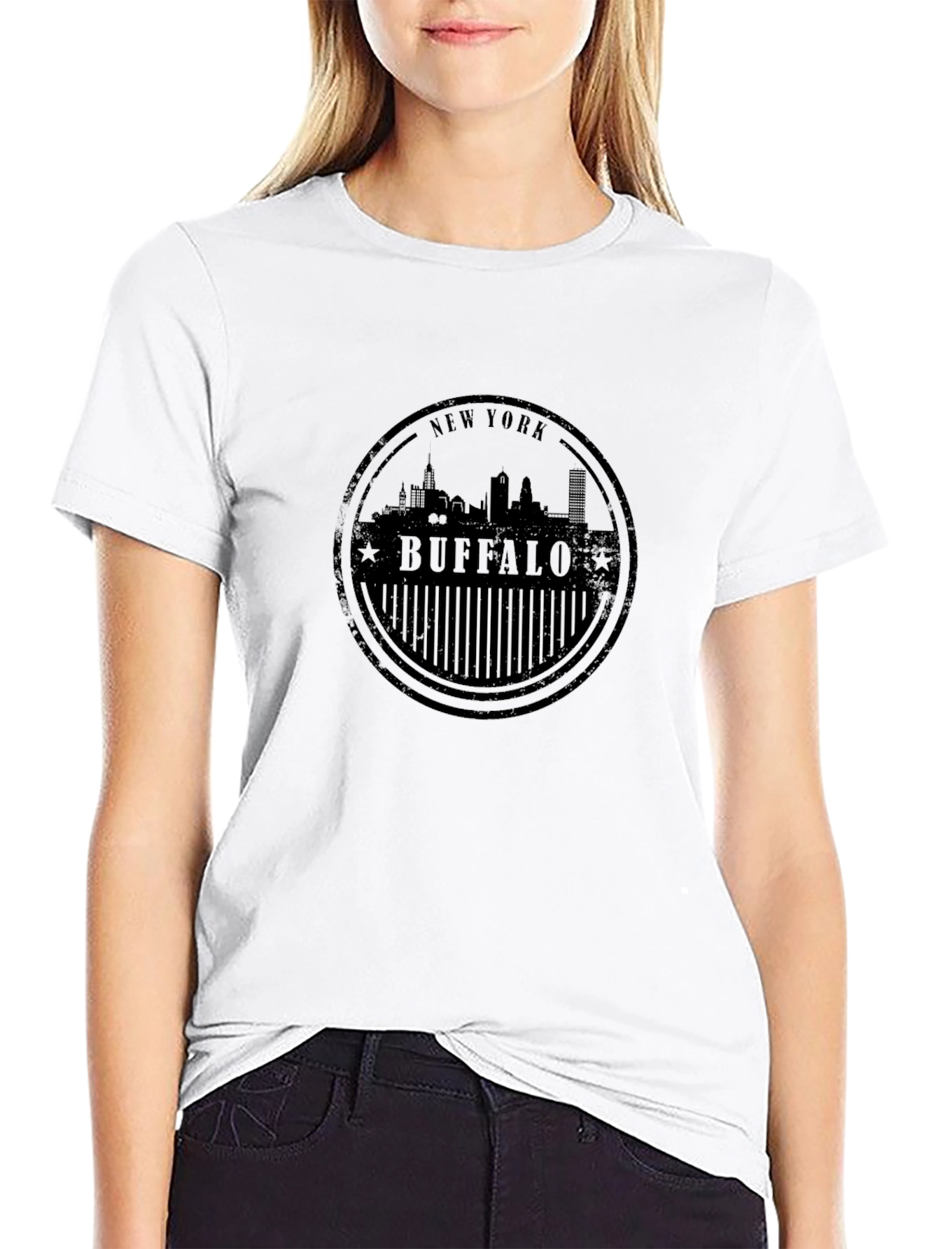 Buffalo New York Skyline Black T-Shirt