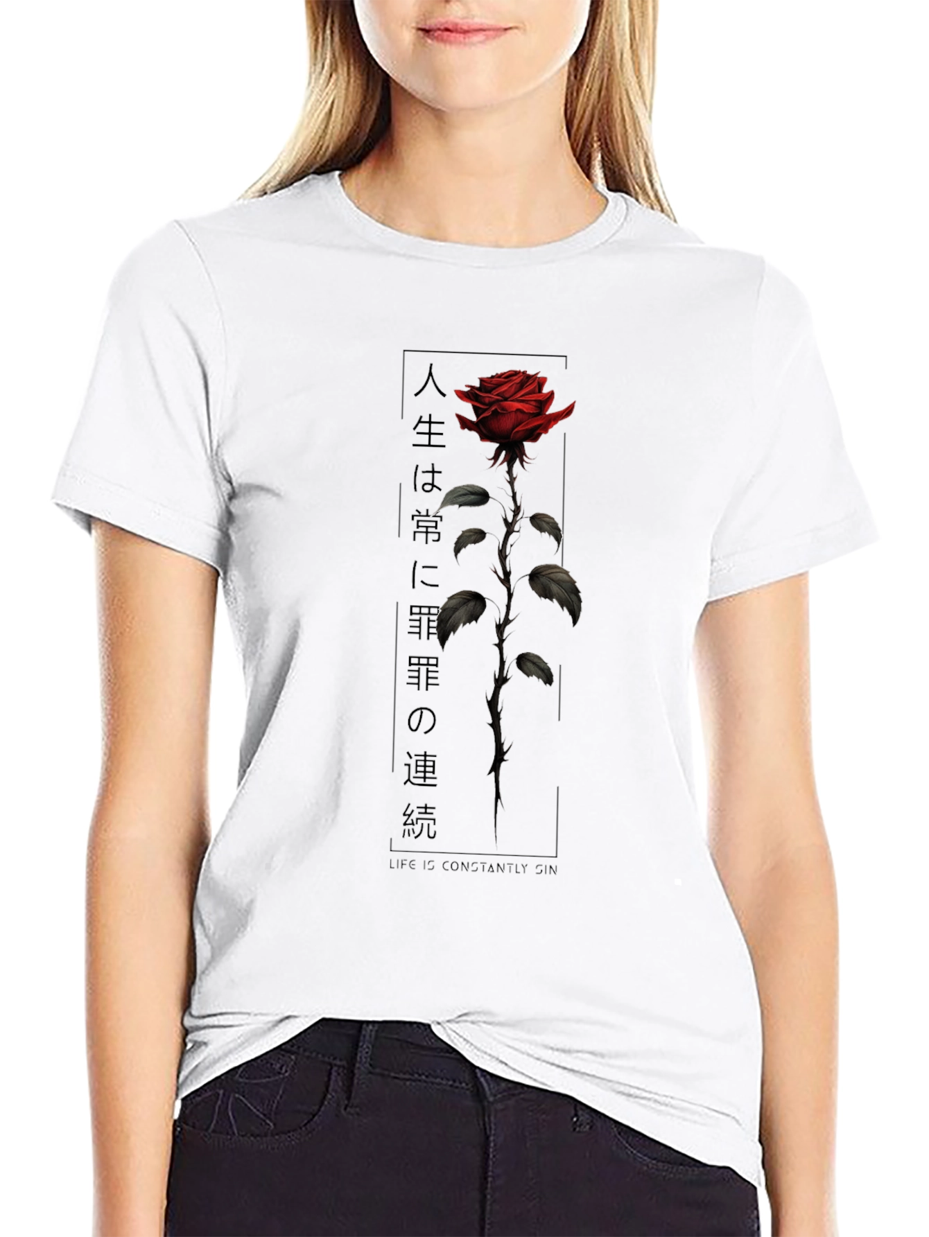Rose Graphic T-Shirt - Stylish Black Tee