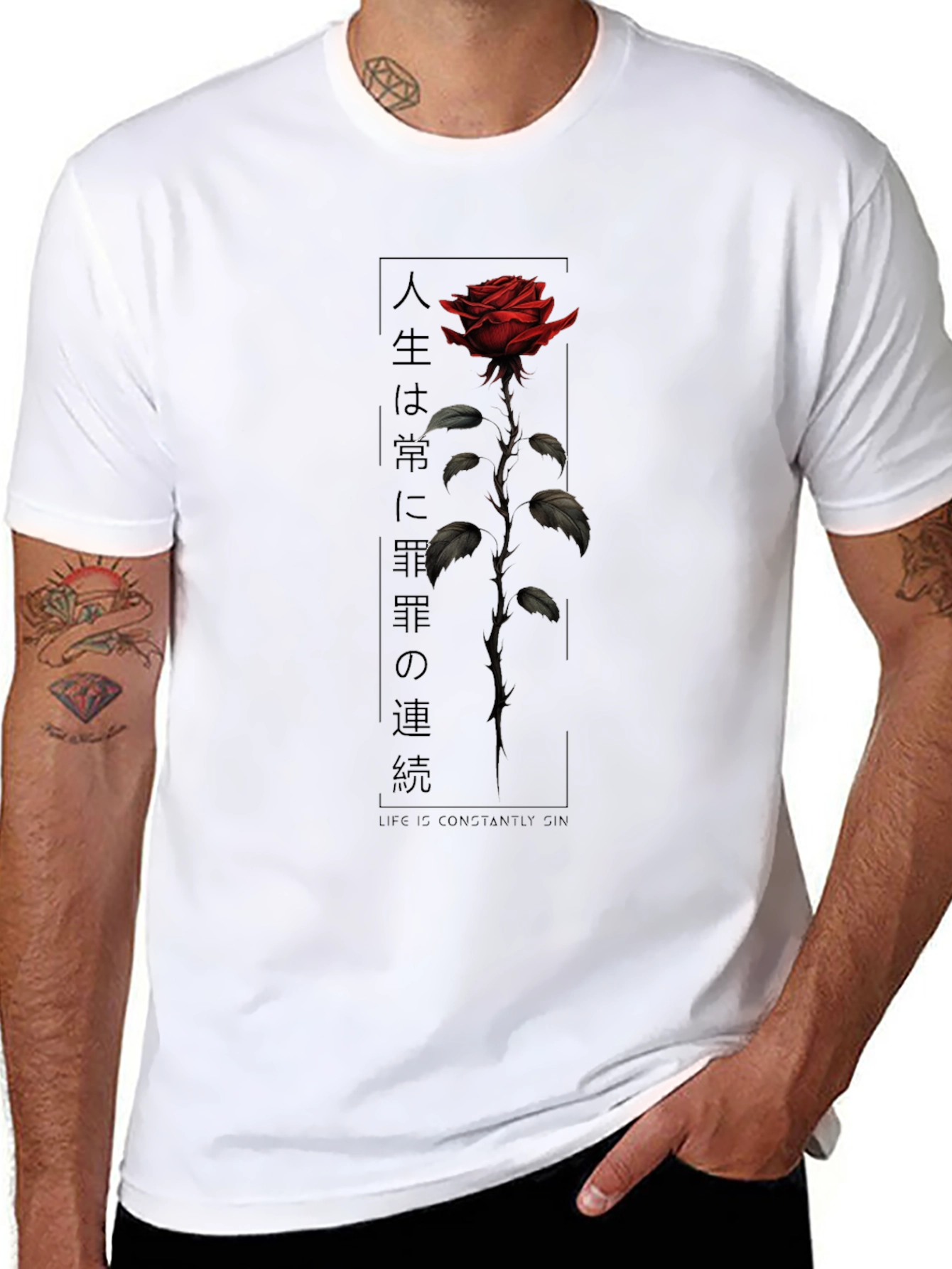 Rose Graphic T-Shirt - Stylish Black Tee