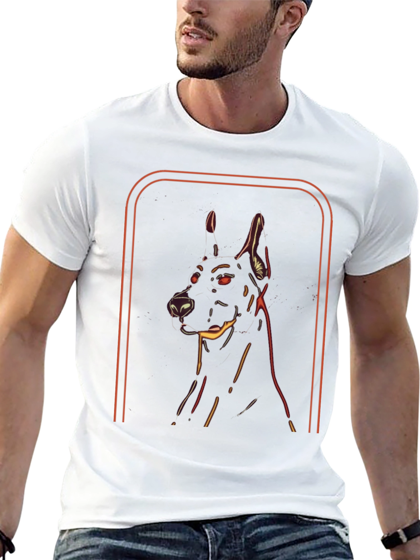 Doberman Dog Graphic Tee - Modern Neon Style