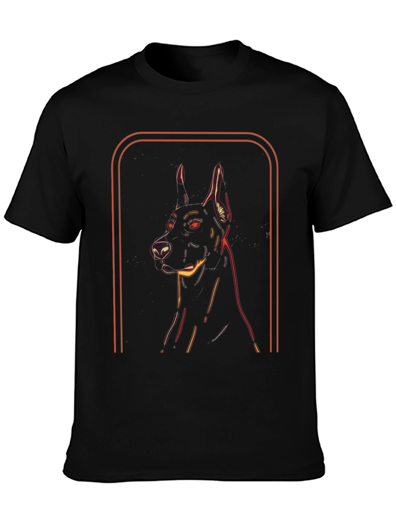 Doberman Dog Graphic Tee - Modern Neon Style