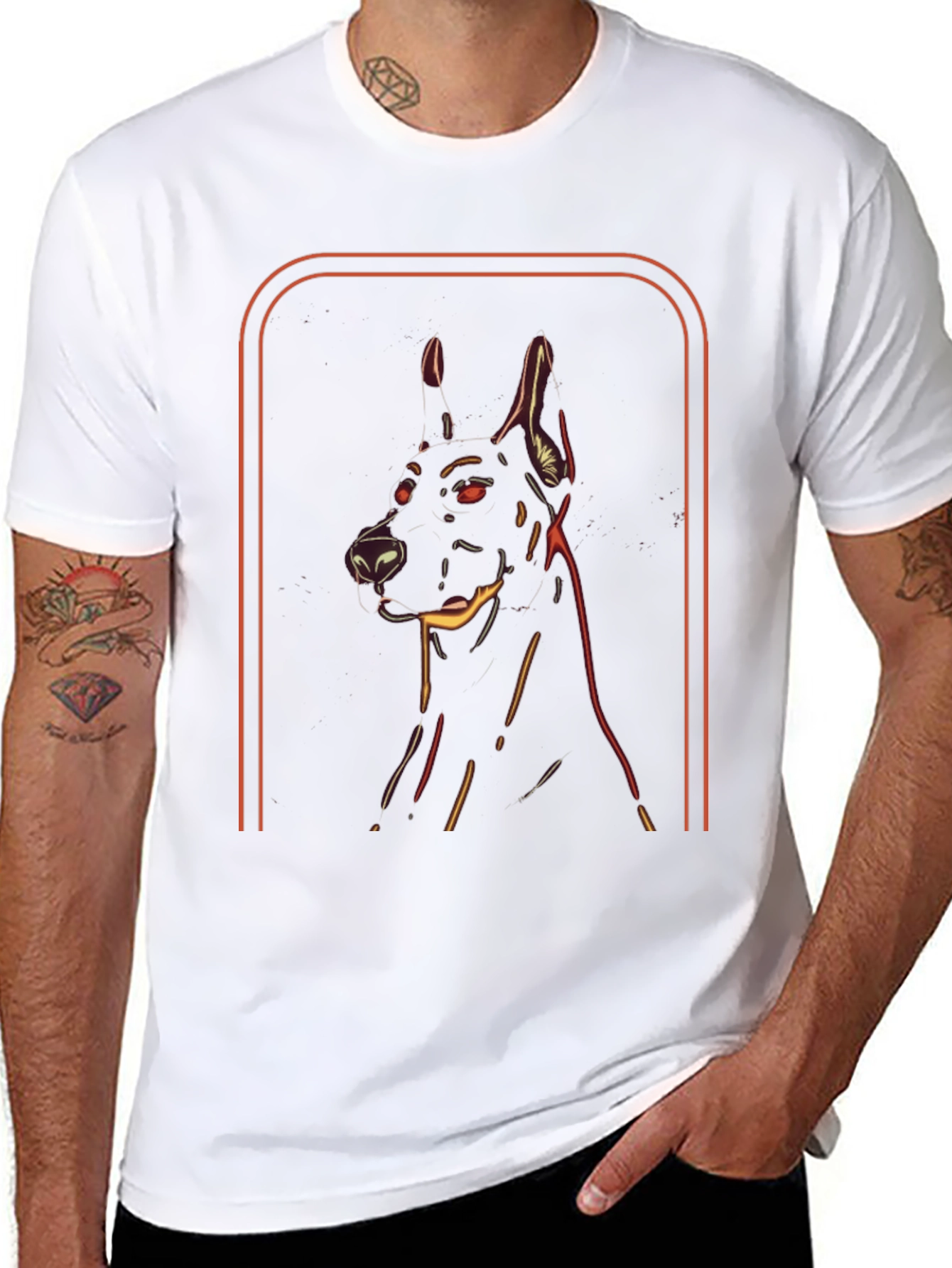 Doberman Dog Graphic Tee - Modern Neon Style