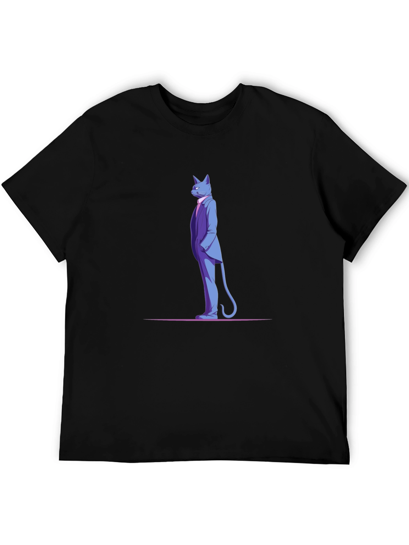 Dapper Cat in Suit Black T-Shirt