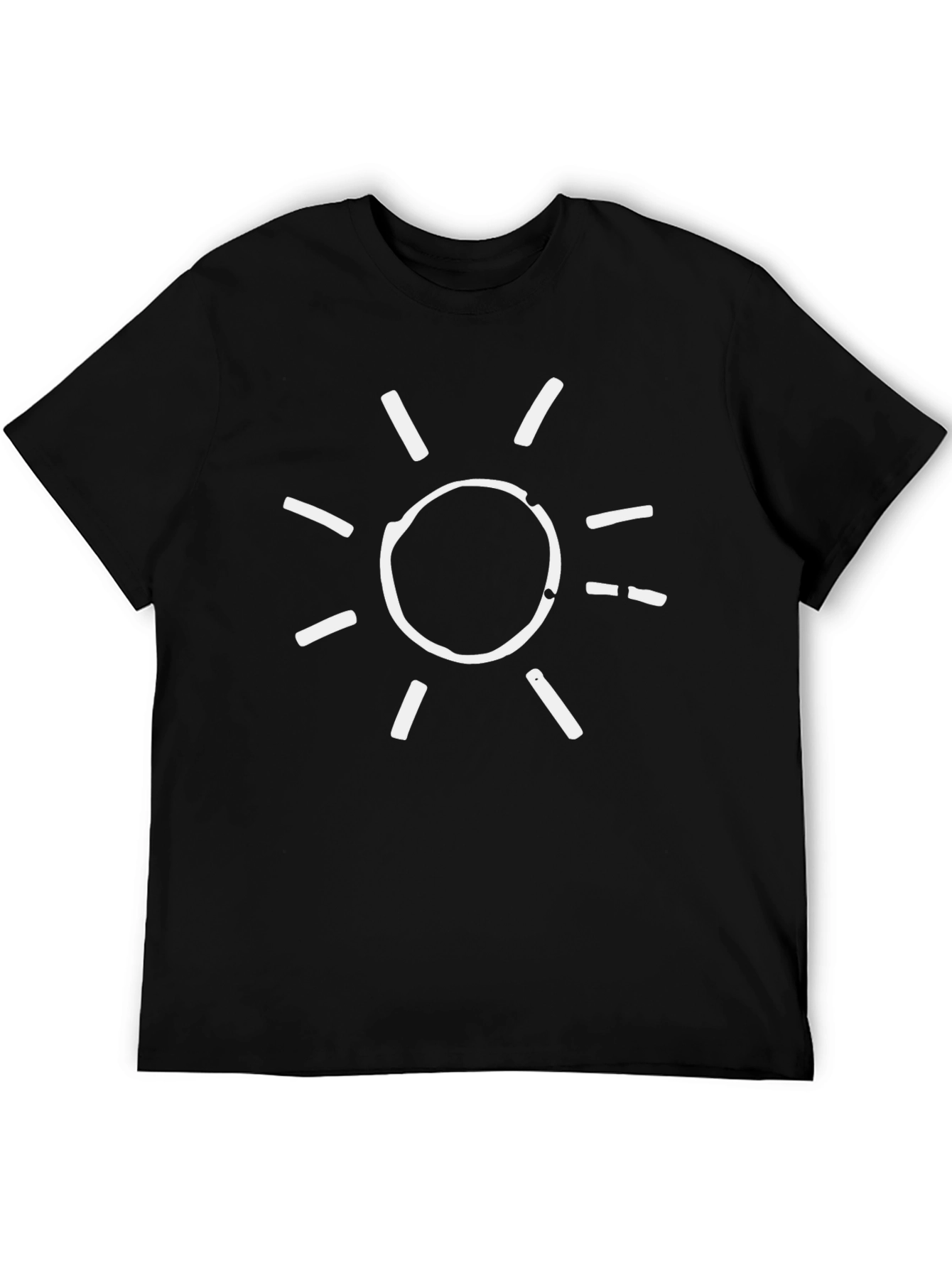 Cool Black Tee with White Sun Graphic