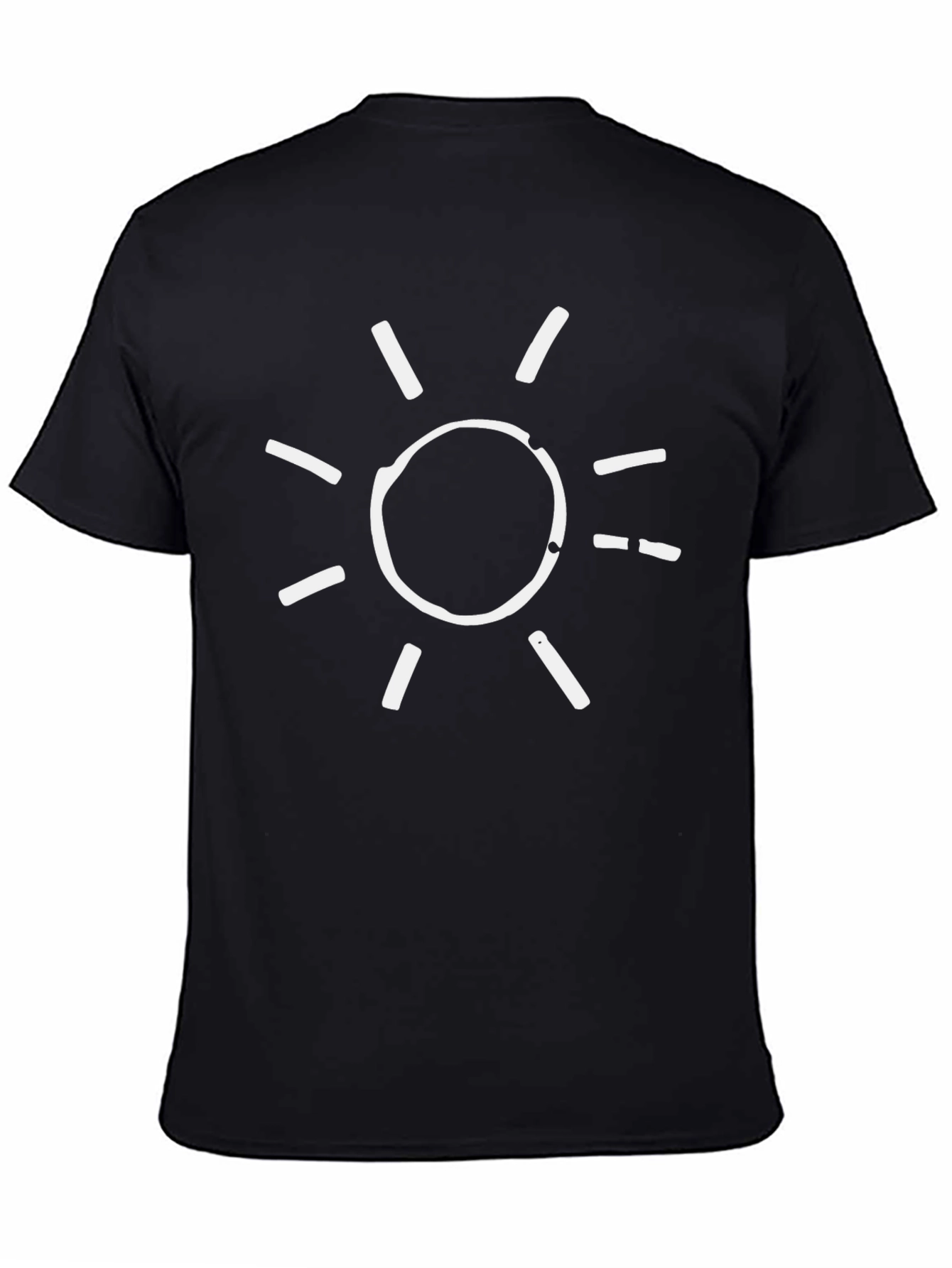 Cool Black Tee with White Sun Graphic
