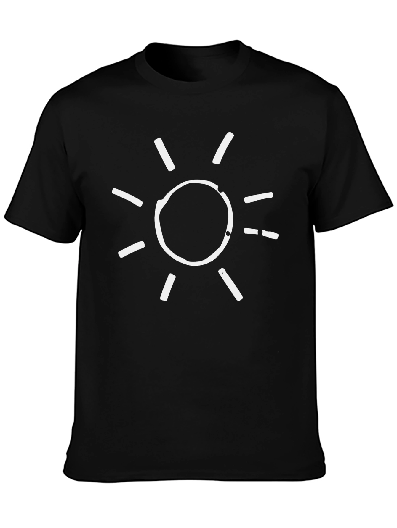 Cool Black Tee with White Sun Graphic