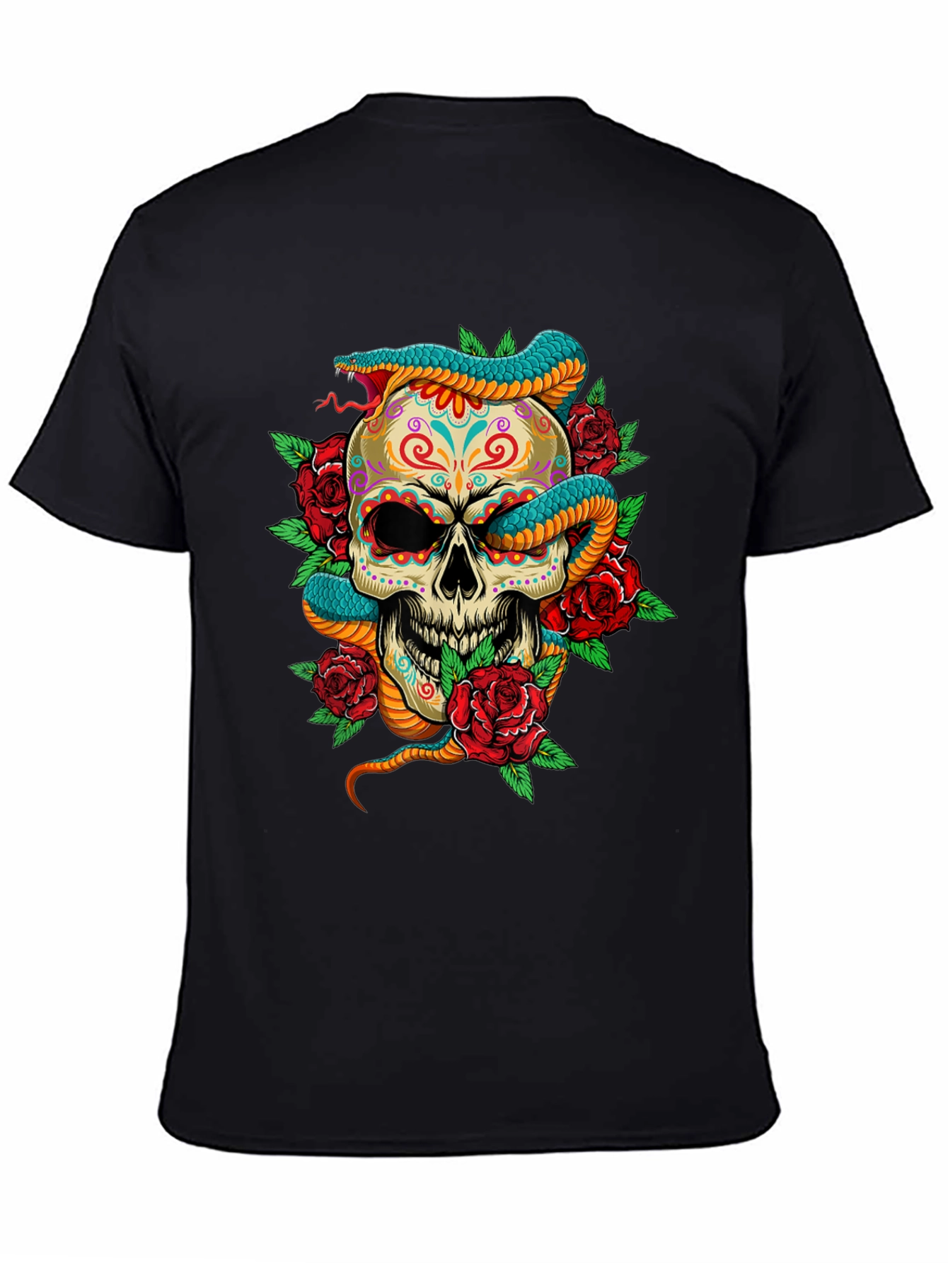 Skull Snake Roses Graphic Tee