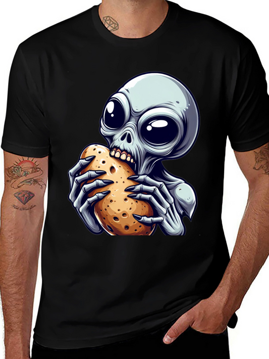 Alien Eating Potato Graphic T-Shirt - Unique Design!