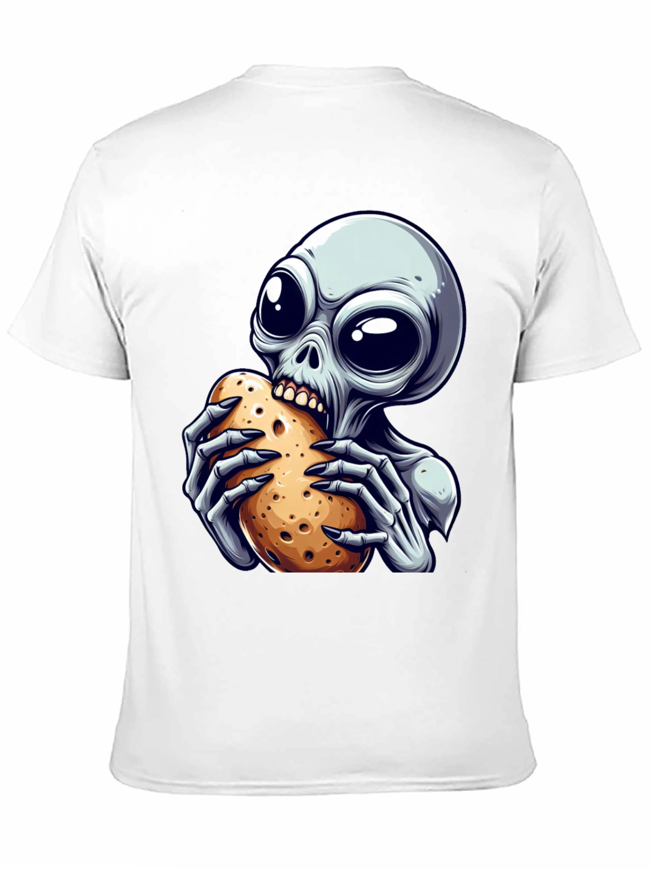 Alien Eating Potato Graphic T-Shirt - Unique Design!