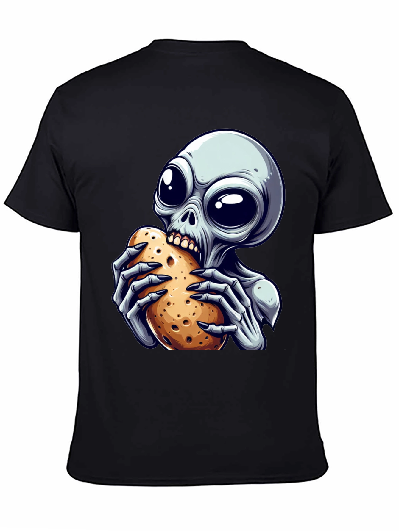 Alien Eating Potato Graphic T-Shirt - Unique Design!