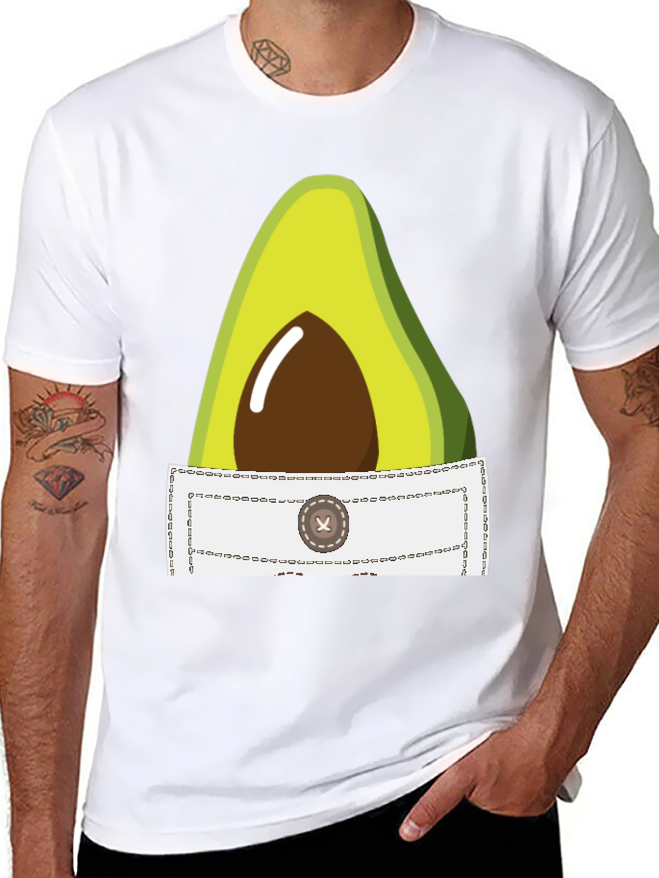 Avocado Pocket T-Shirt - Quirky Graphic Tee