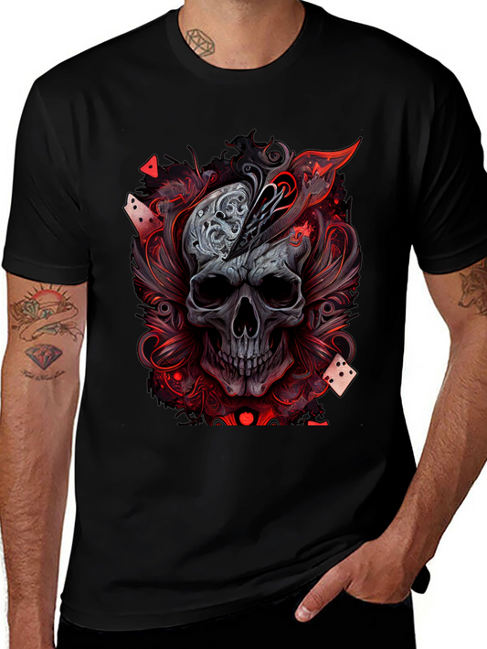 Skull & Dice Graphic Tee - Gothic Poker Shirt