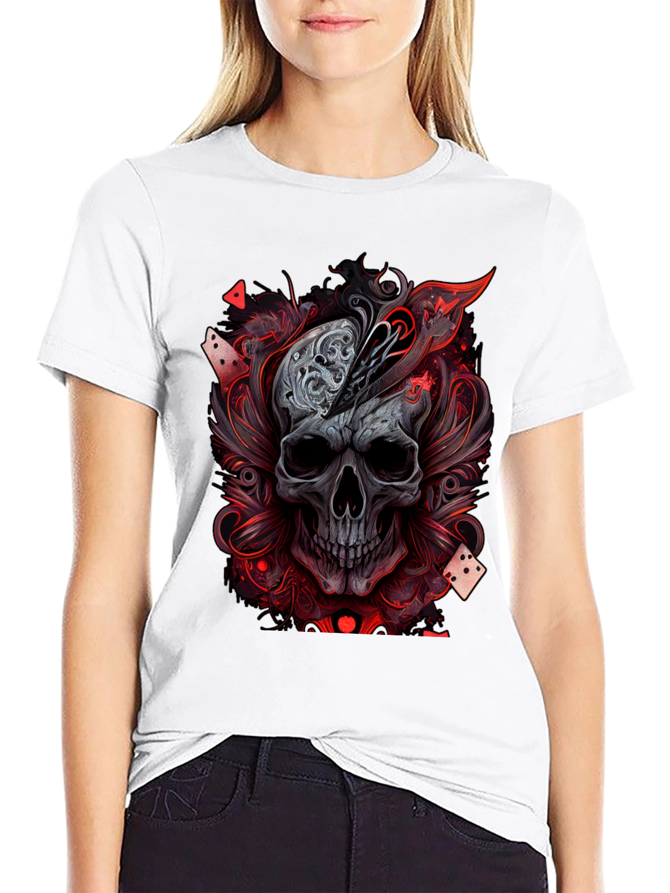 Skull & Dice Graphic Tee - Gothic Poker Shirt