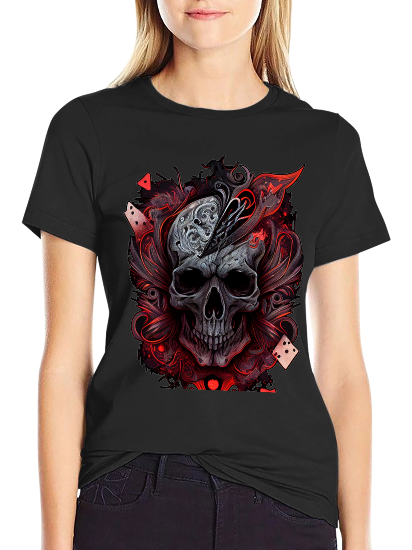 Skull & Dice Graphic Tee - Gothic Poker Shirt
