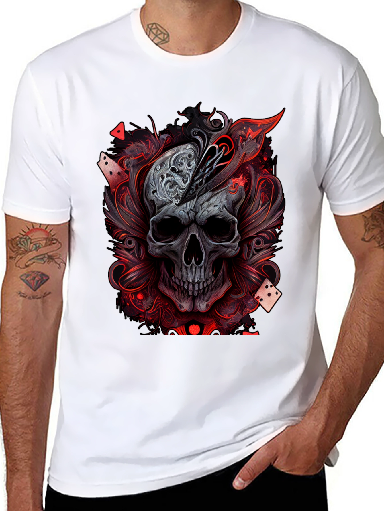 Skull & Dice Graphic Tee - Gothic Poker Shirt