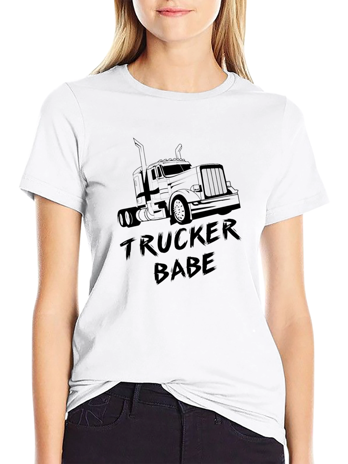 Trucker Babe Graphic Tee - Classic Black
