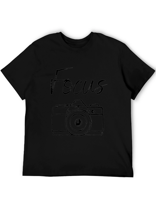 Focus Camera Graphic Tee - Black Cotton T-Shirt