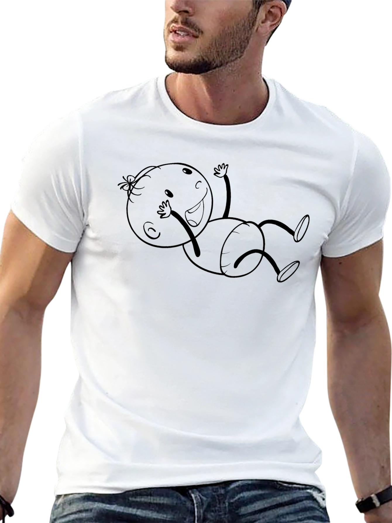 Smiling Baby Graphic Black T-Shirt