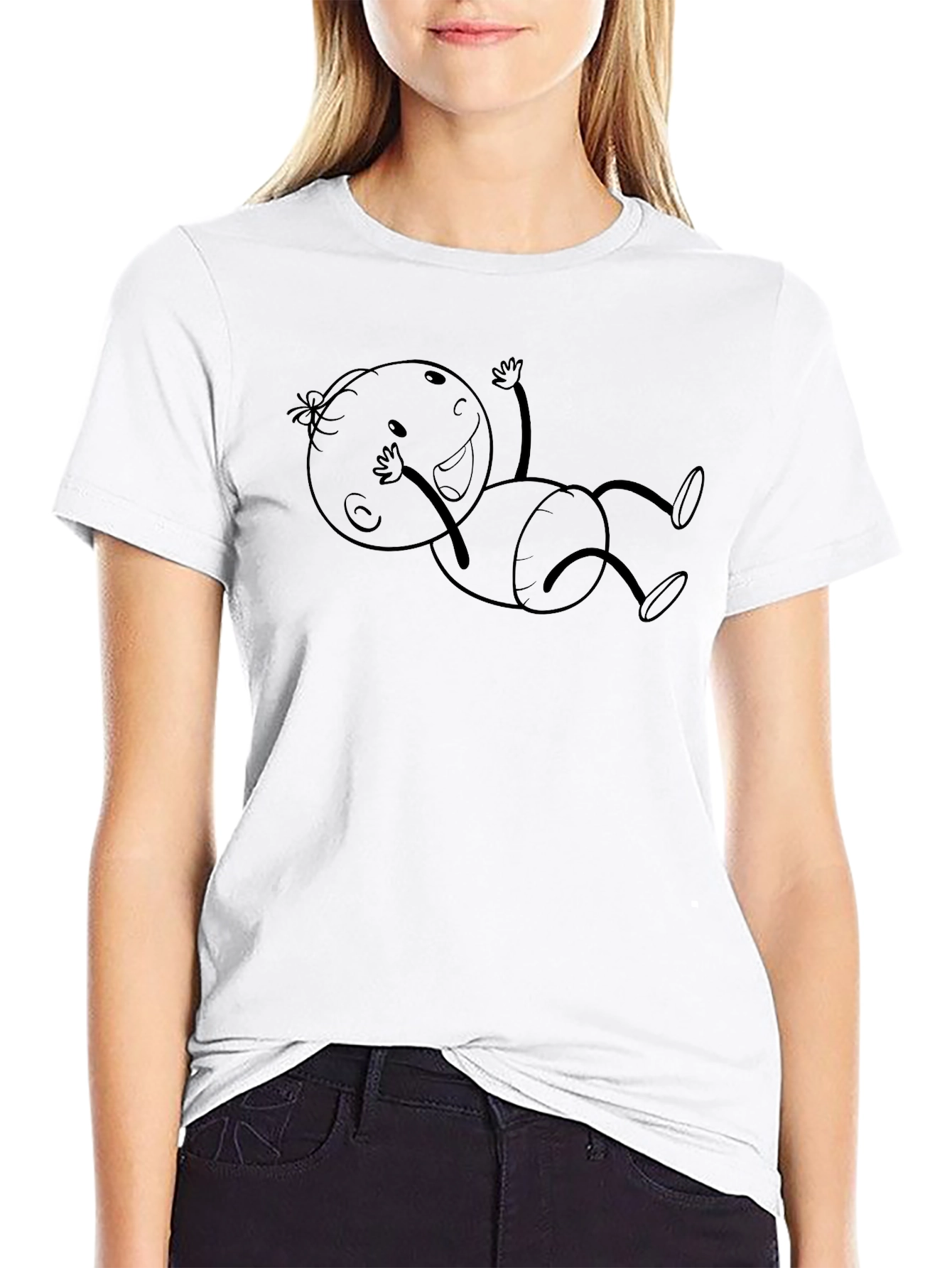 Smiling Baby Graphic Black T-Shirt