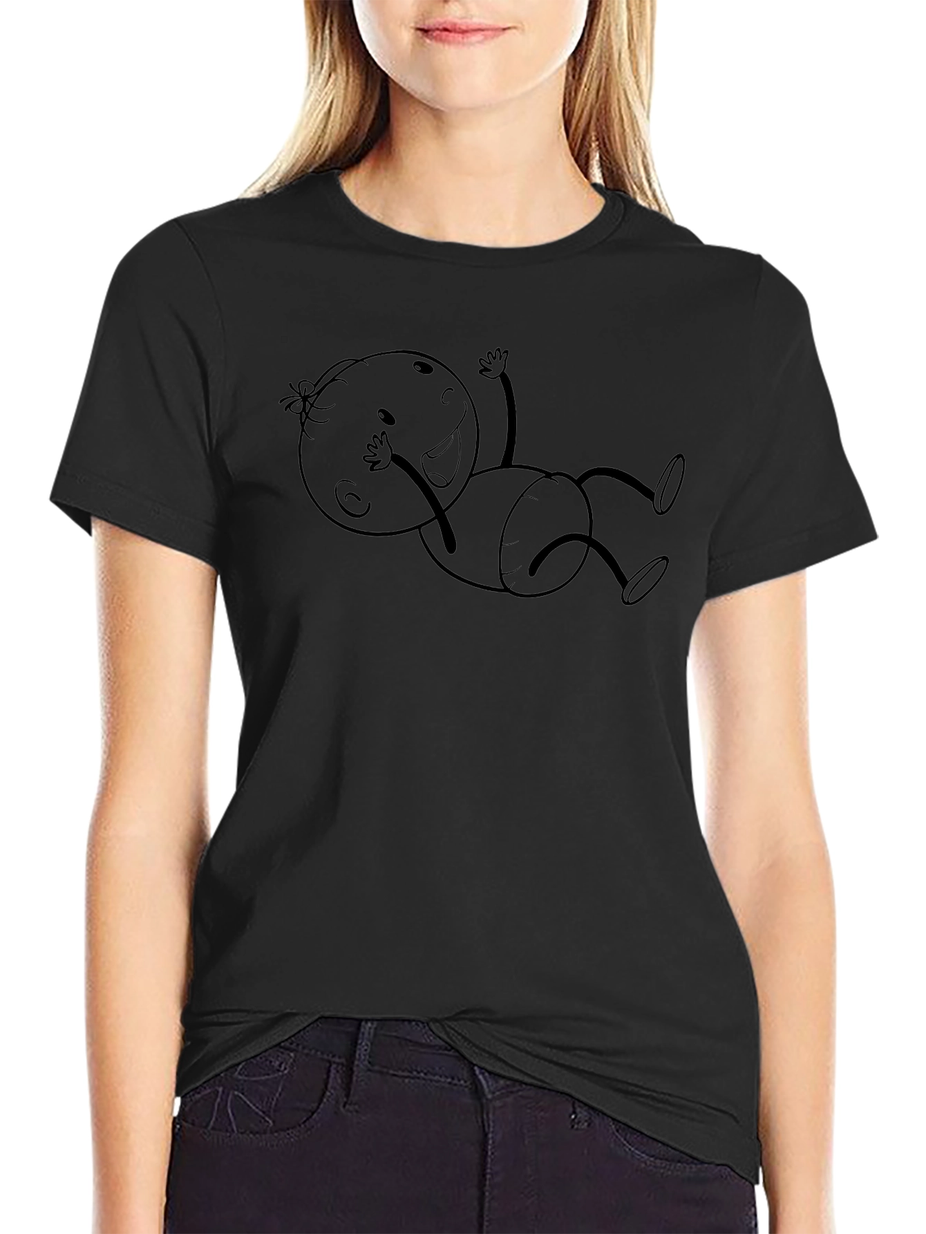 Smiling Baby Graphic Black T-Shirt