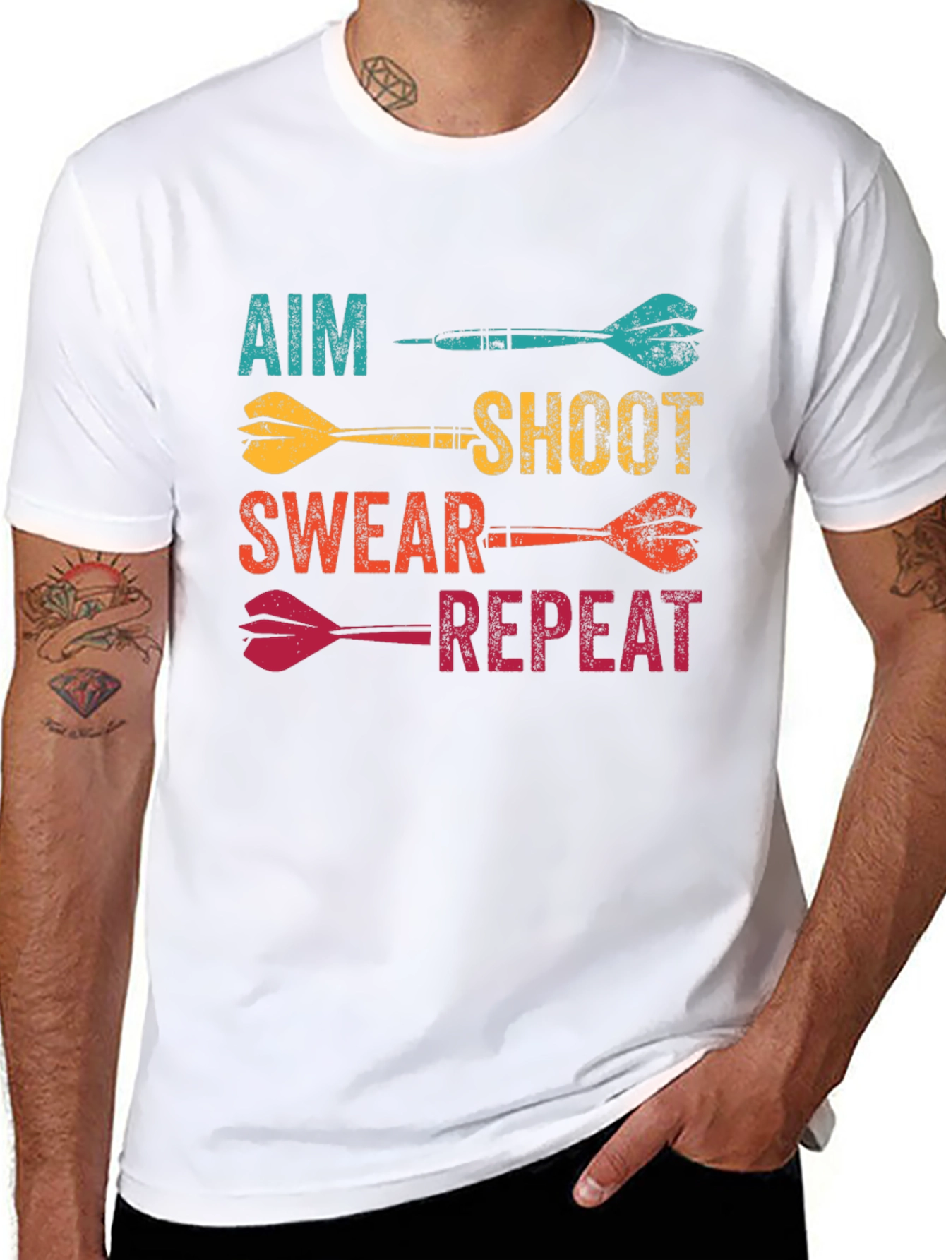 Aim Shoot Swear Repeat Dart T-Shirt