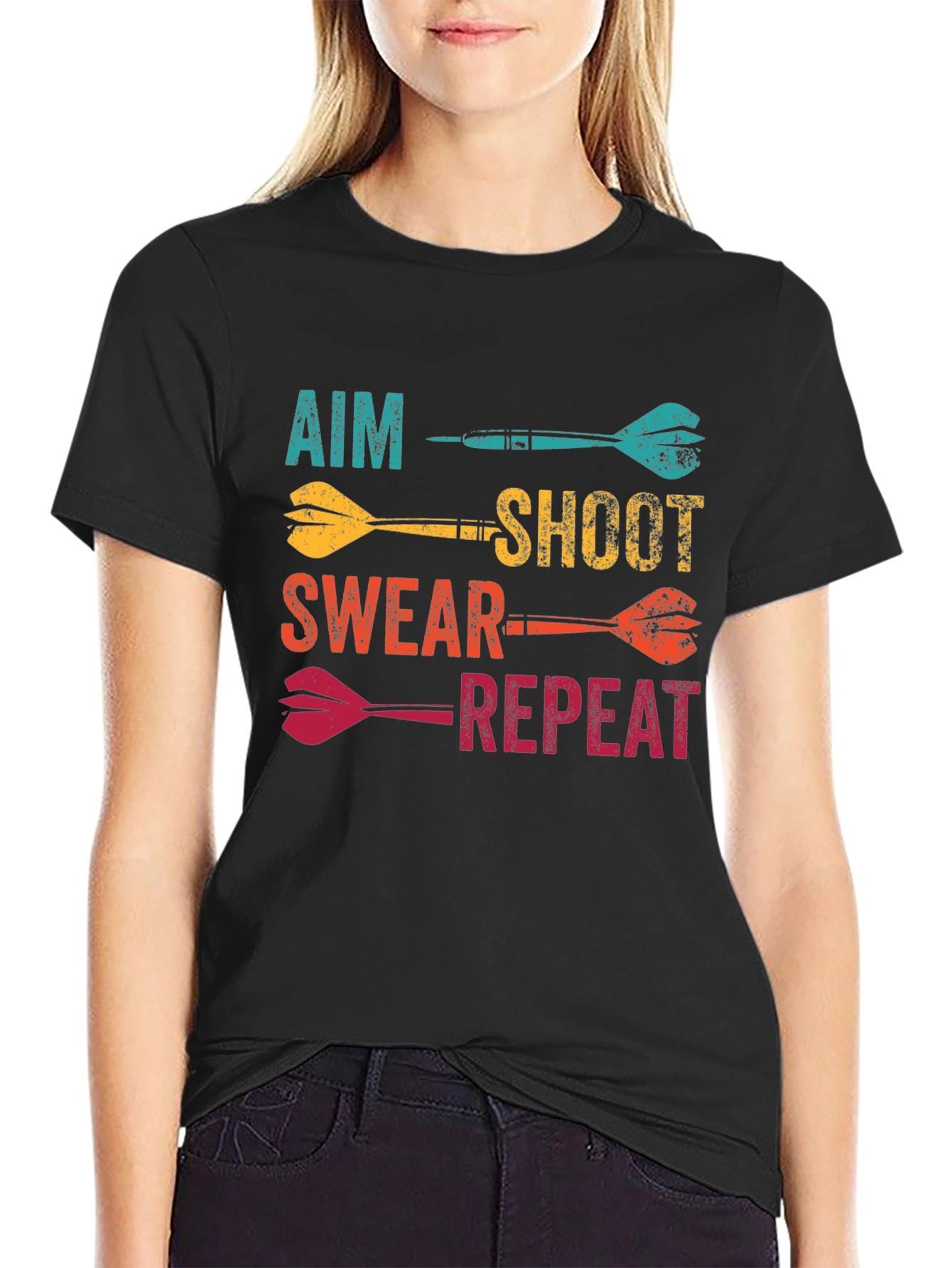 Aim Shoot Swear Repeat Dart T-Shirt