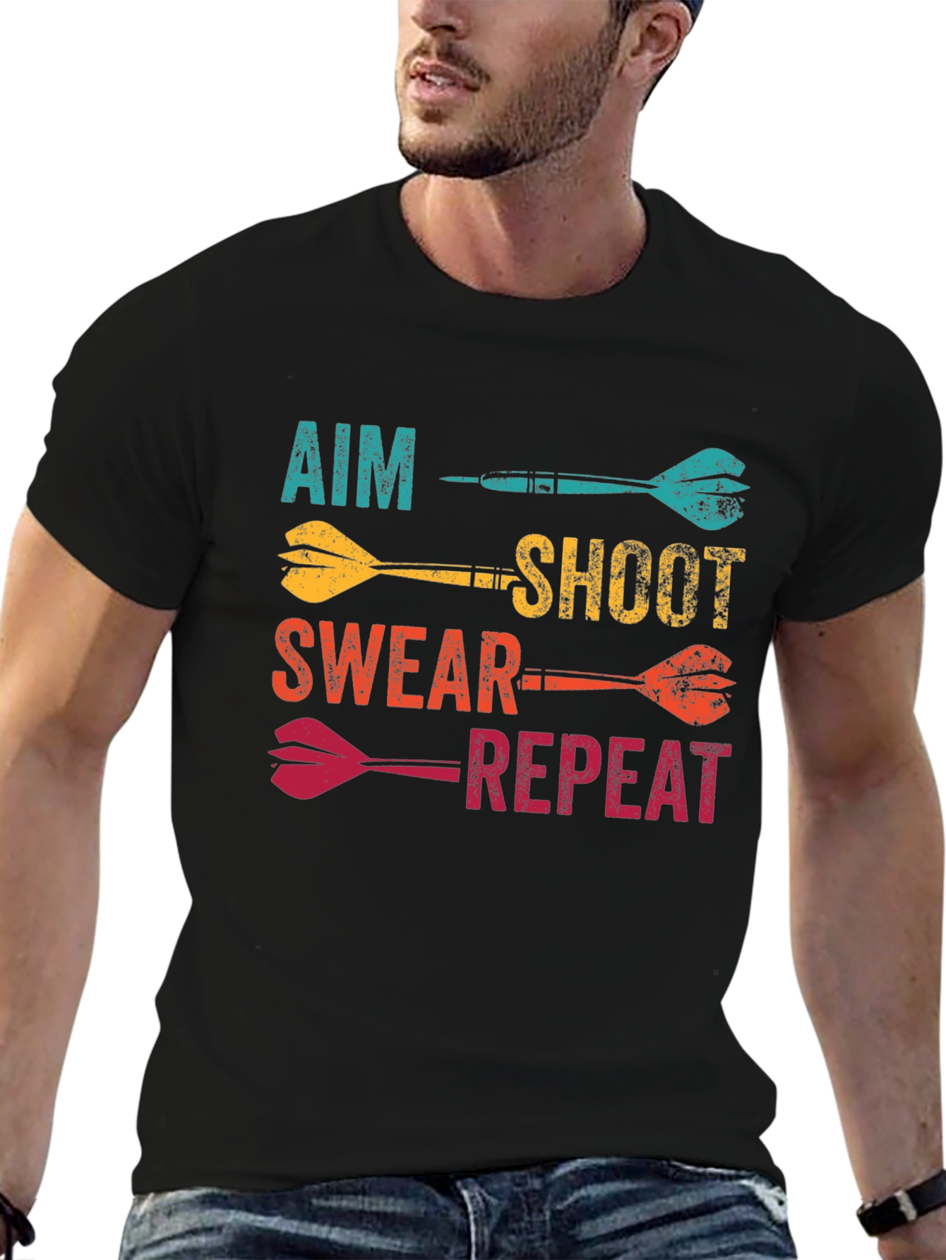 Aim Shoot Swear Repeat Dart T-Shirt