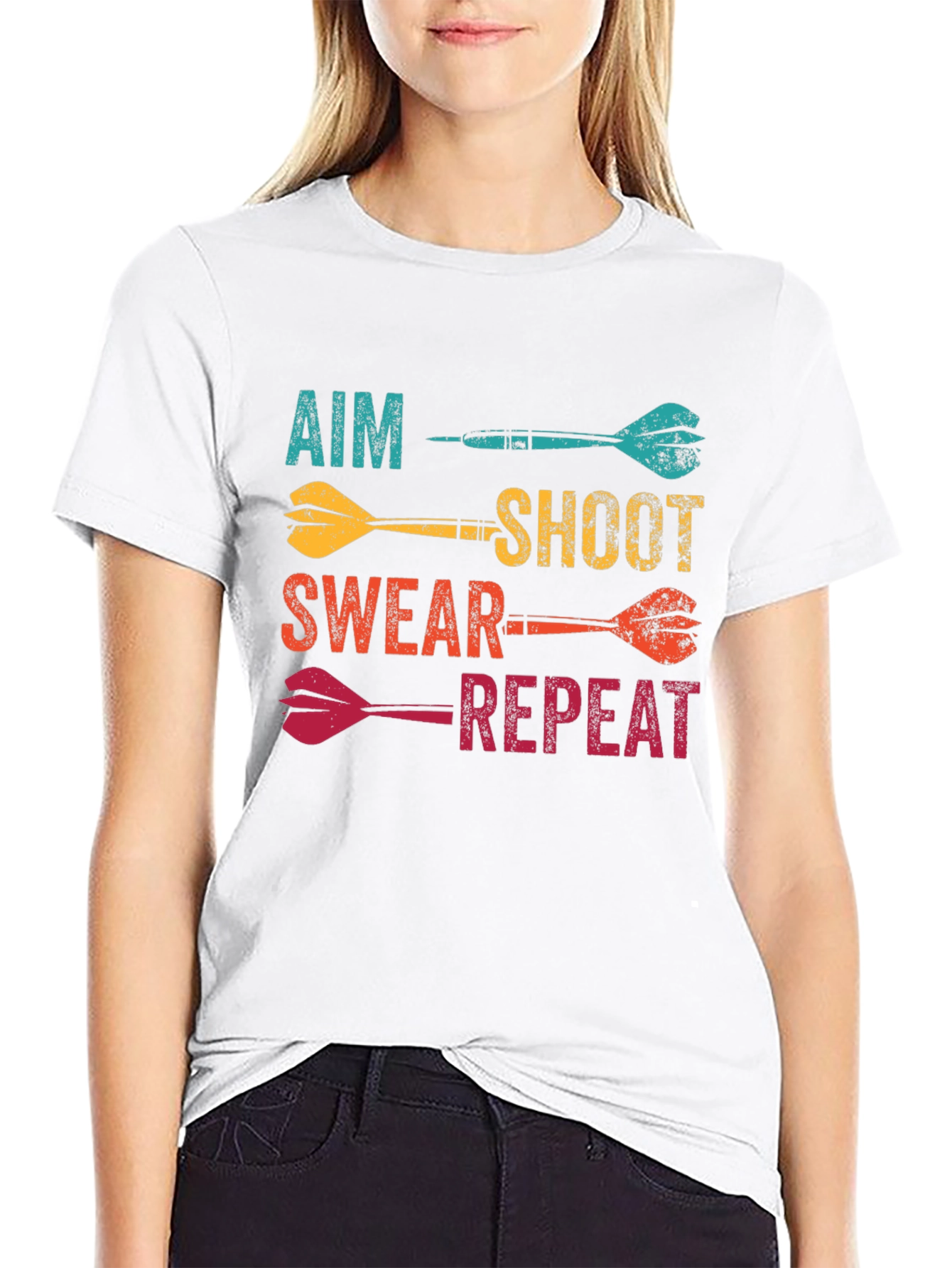 Aim Shoot Swear Repeat Dart T-Shirt