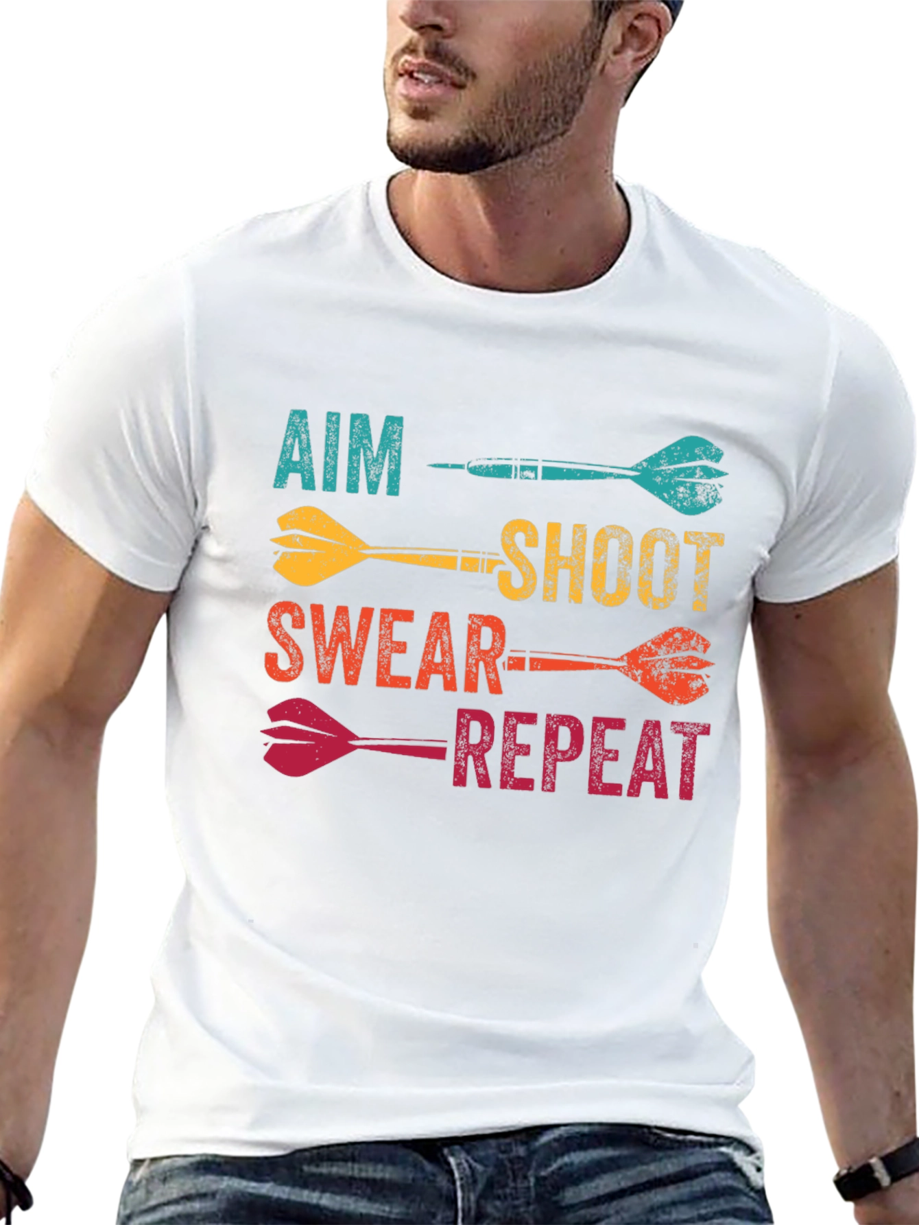 Aim Shoot Swear Repeat Dart T-Shirt