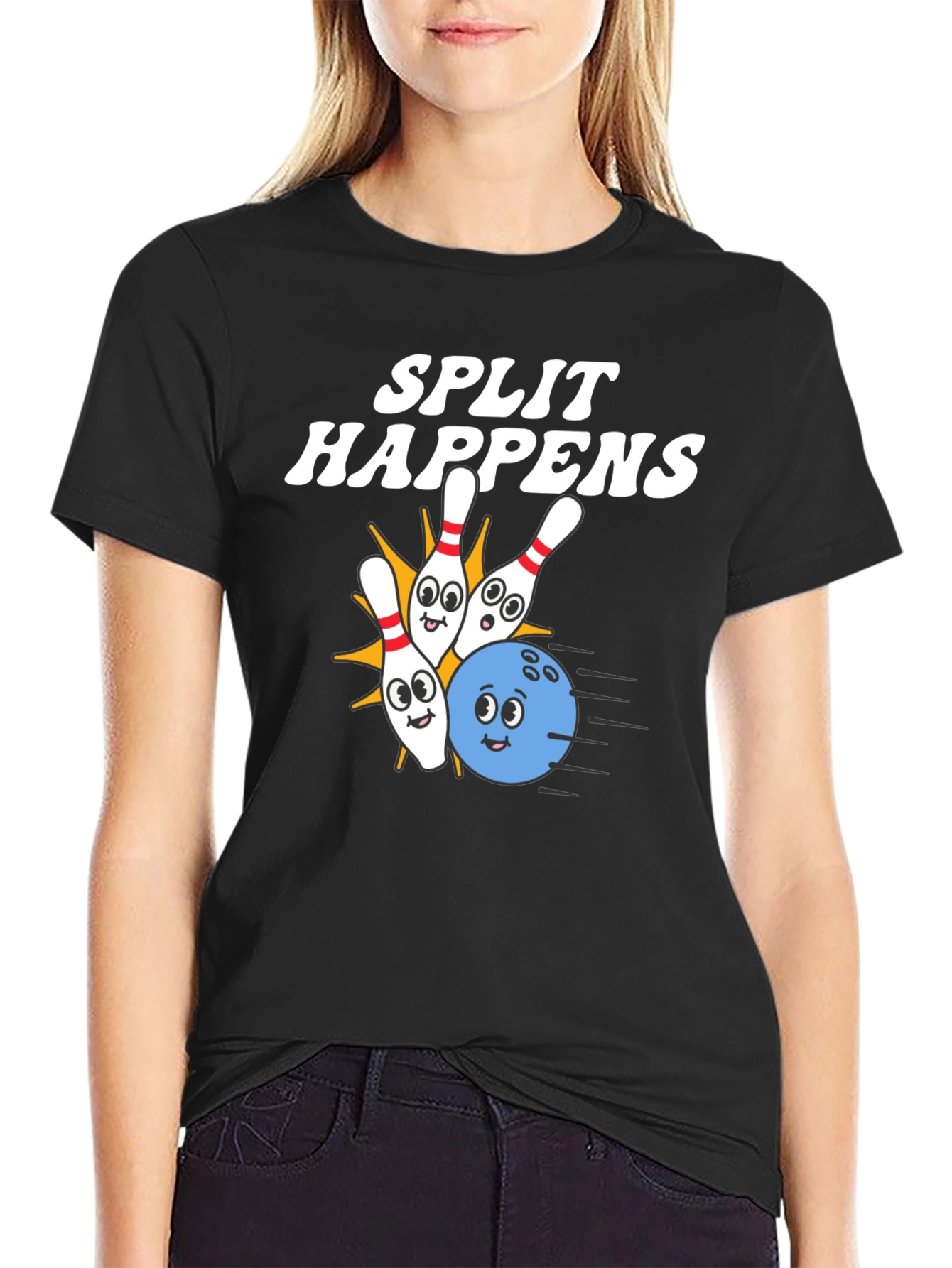Split Happens Bowling T-Shirt - Strike a Funny Pose!